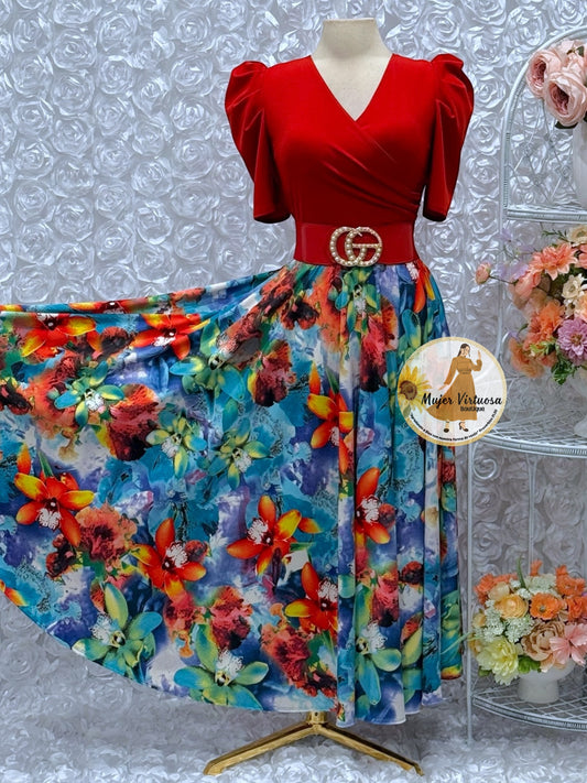 Suri Rust Floral Dress