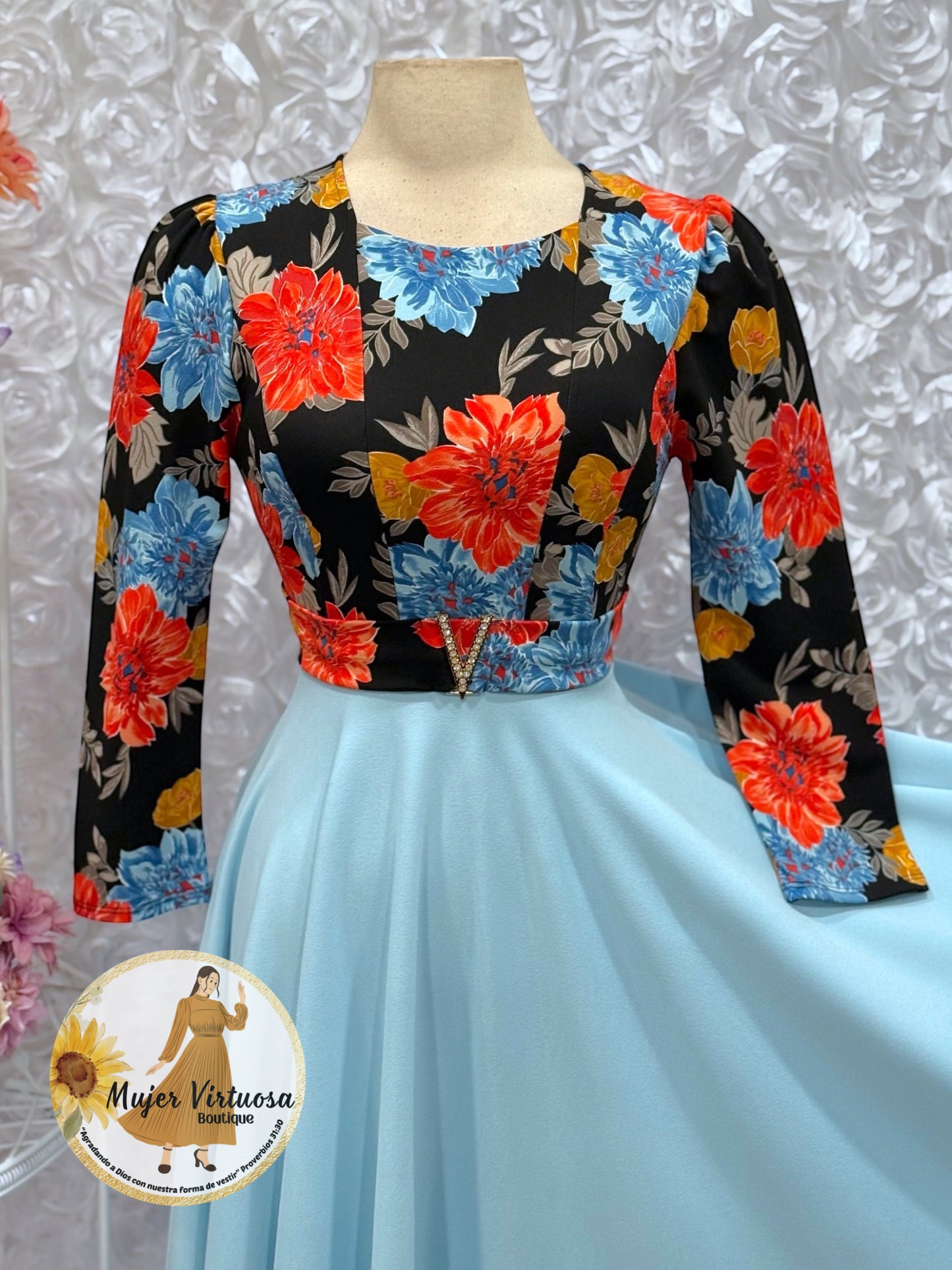 Nadia Black/Blue Floral Dress