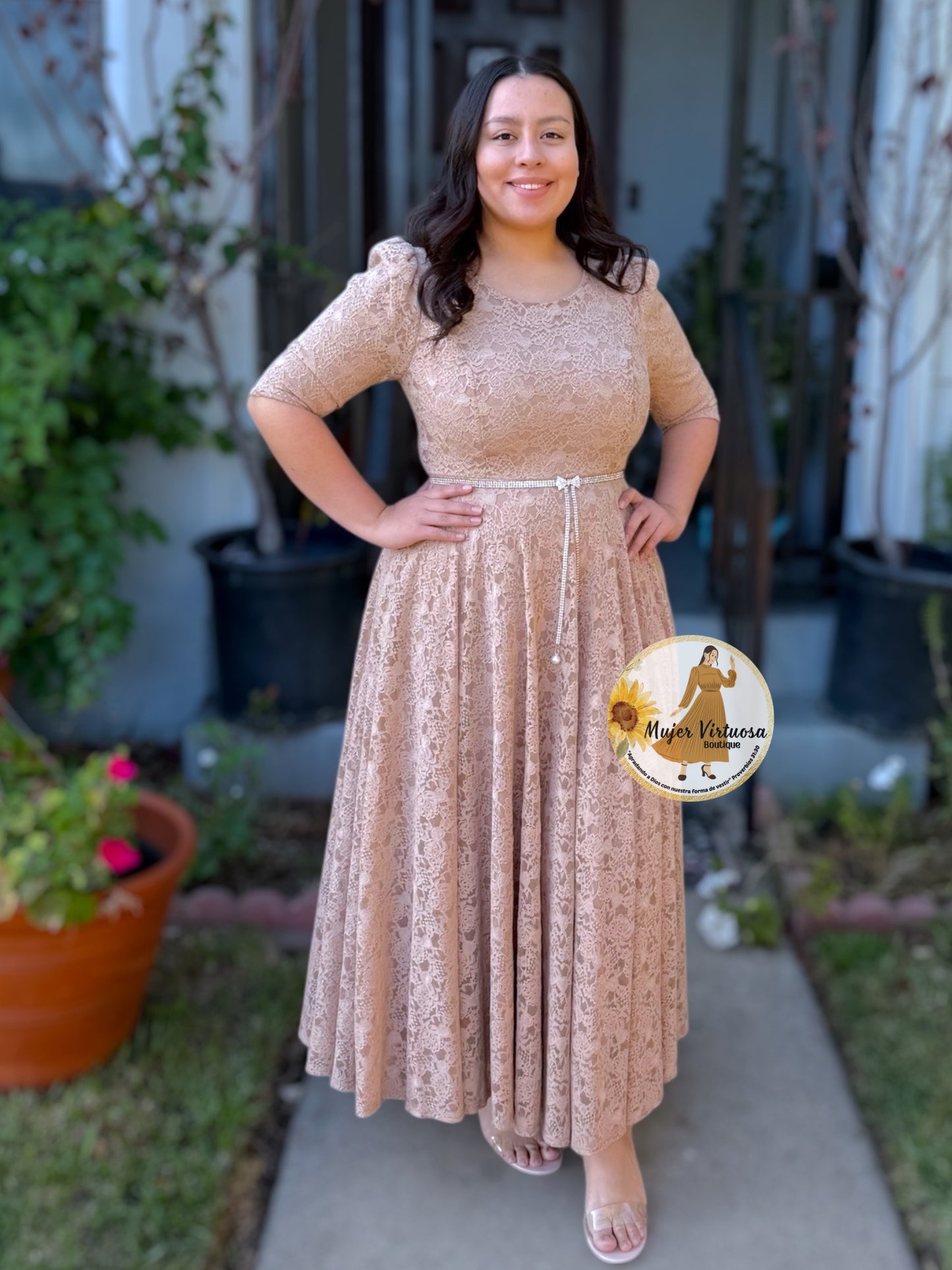 Camila Mocha Lace Dress