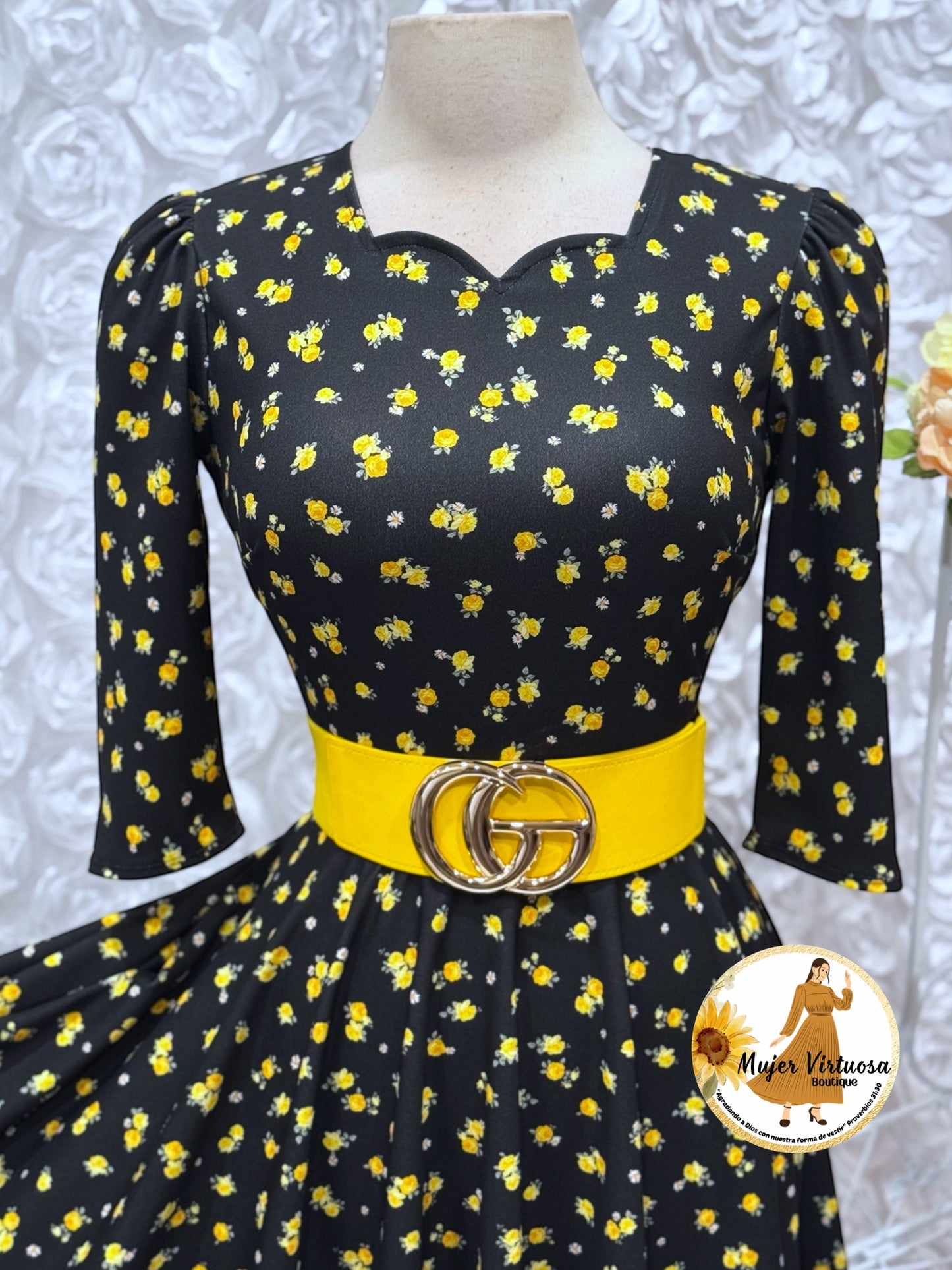 Lucy Black & Yellow Ditsy Floral Dress