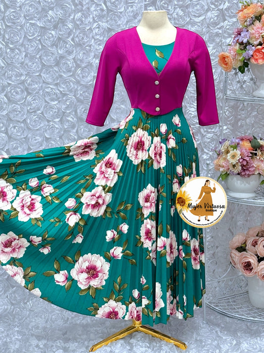 Maggie Magenta/Green Blazer Dress