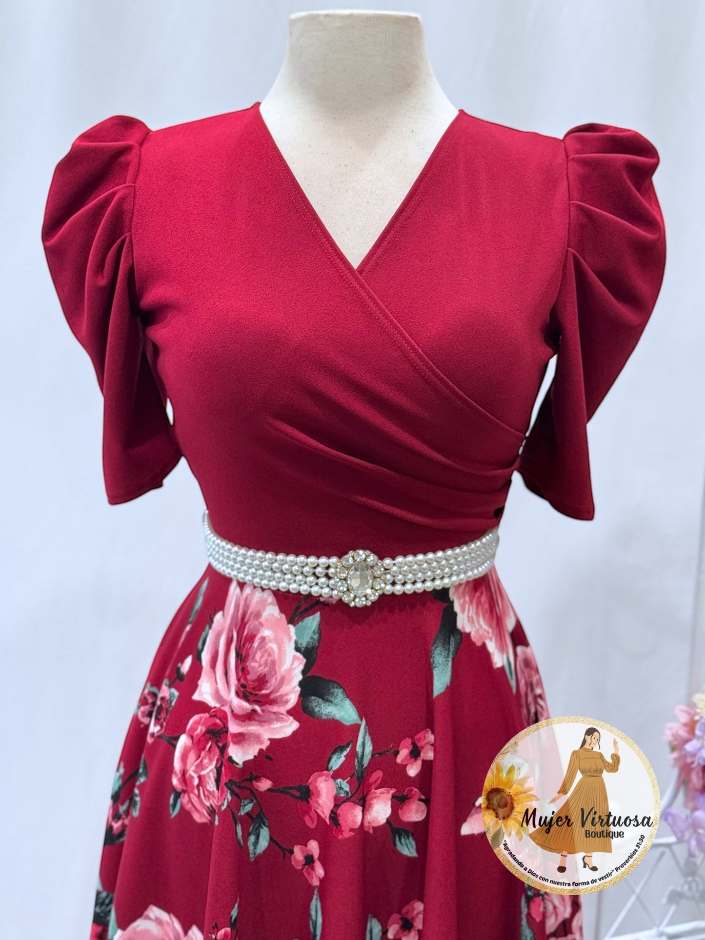 Susan All Burgundy Floral Dress
