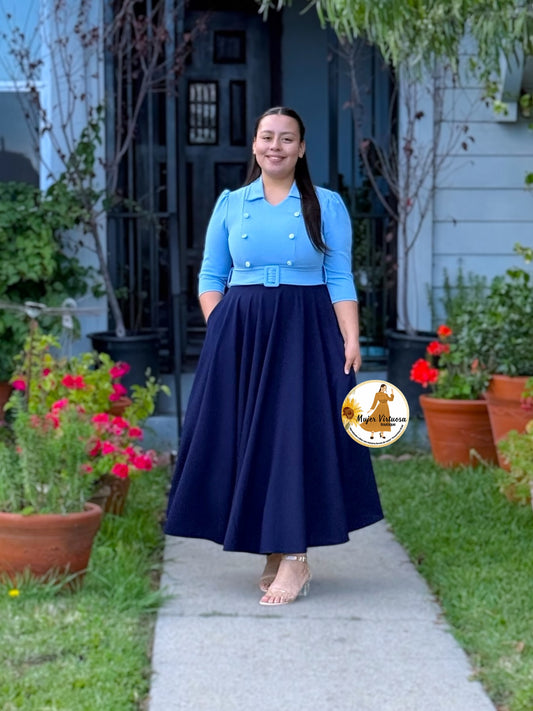 Frida Sky & Navy Blue Dress