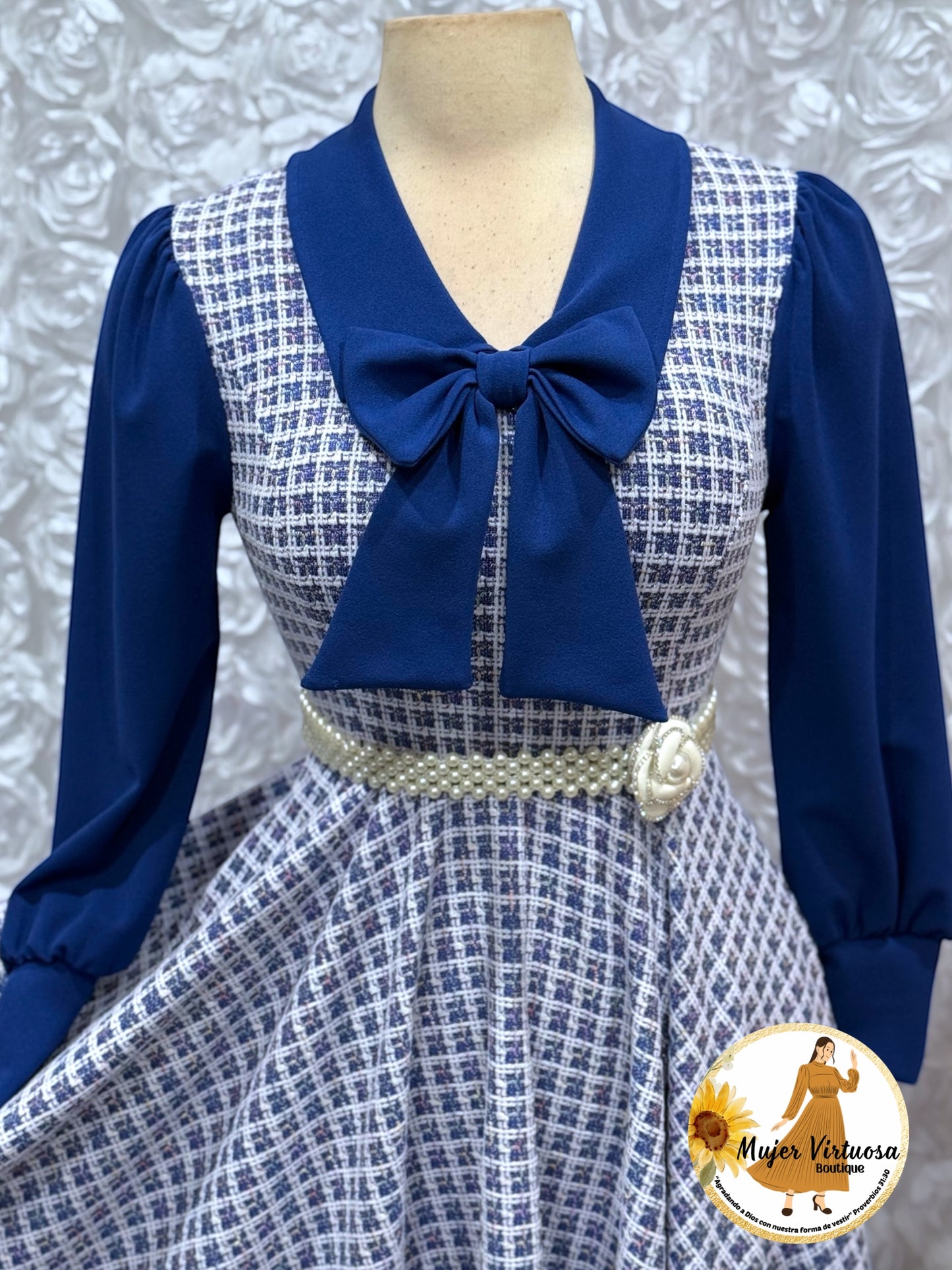 Adara Royal Blue Tweed Dress