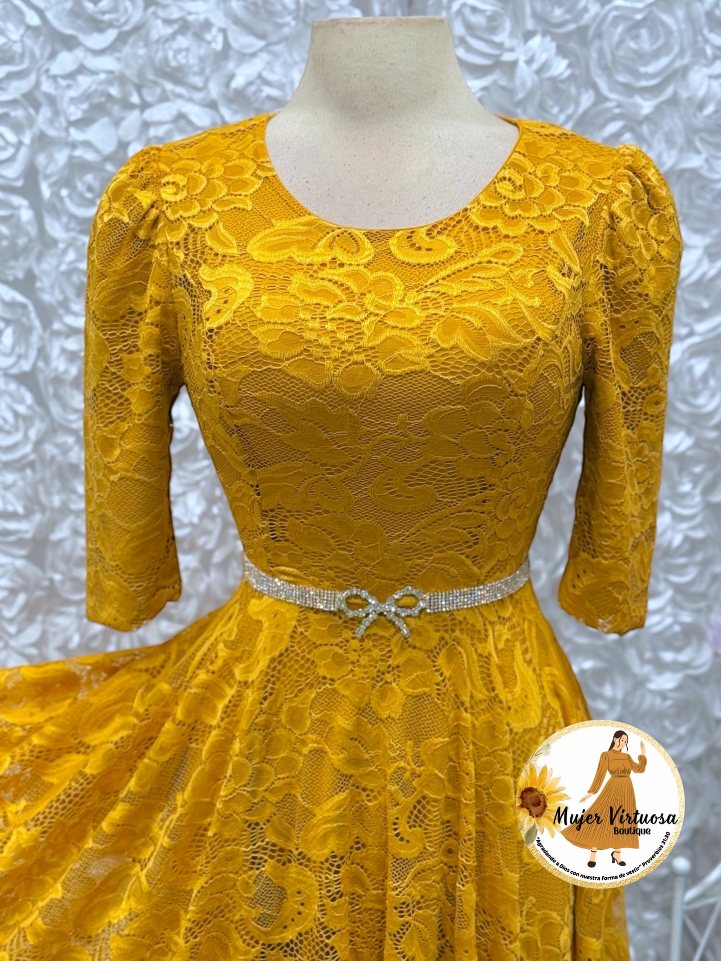 Camila Mustard Lace Dress