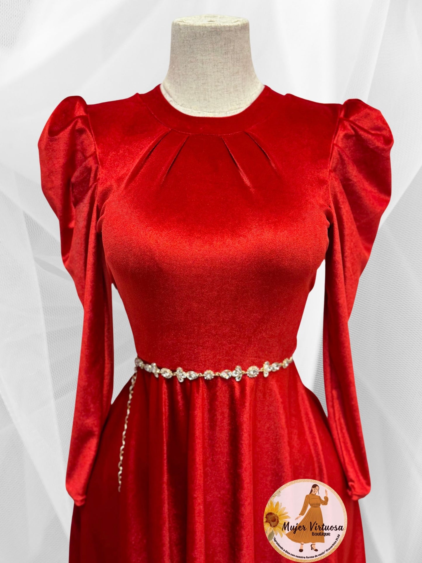 Eloisa Red Velvet Dress