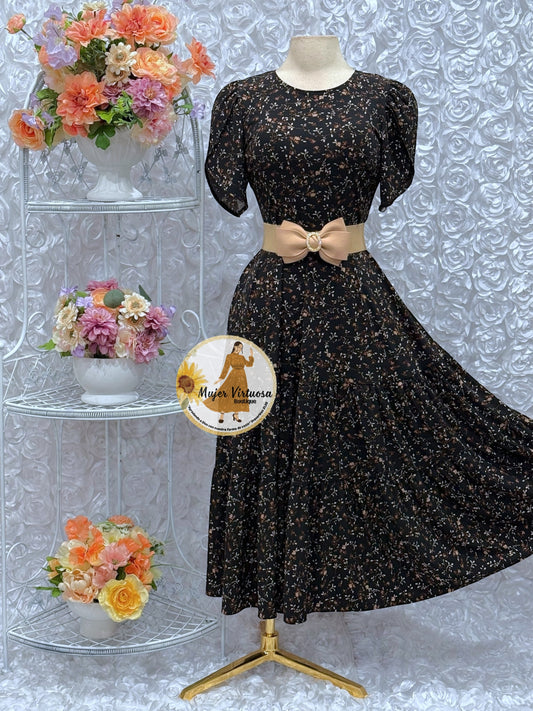 Abigail Black Floral Dress