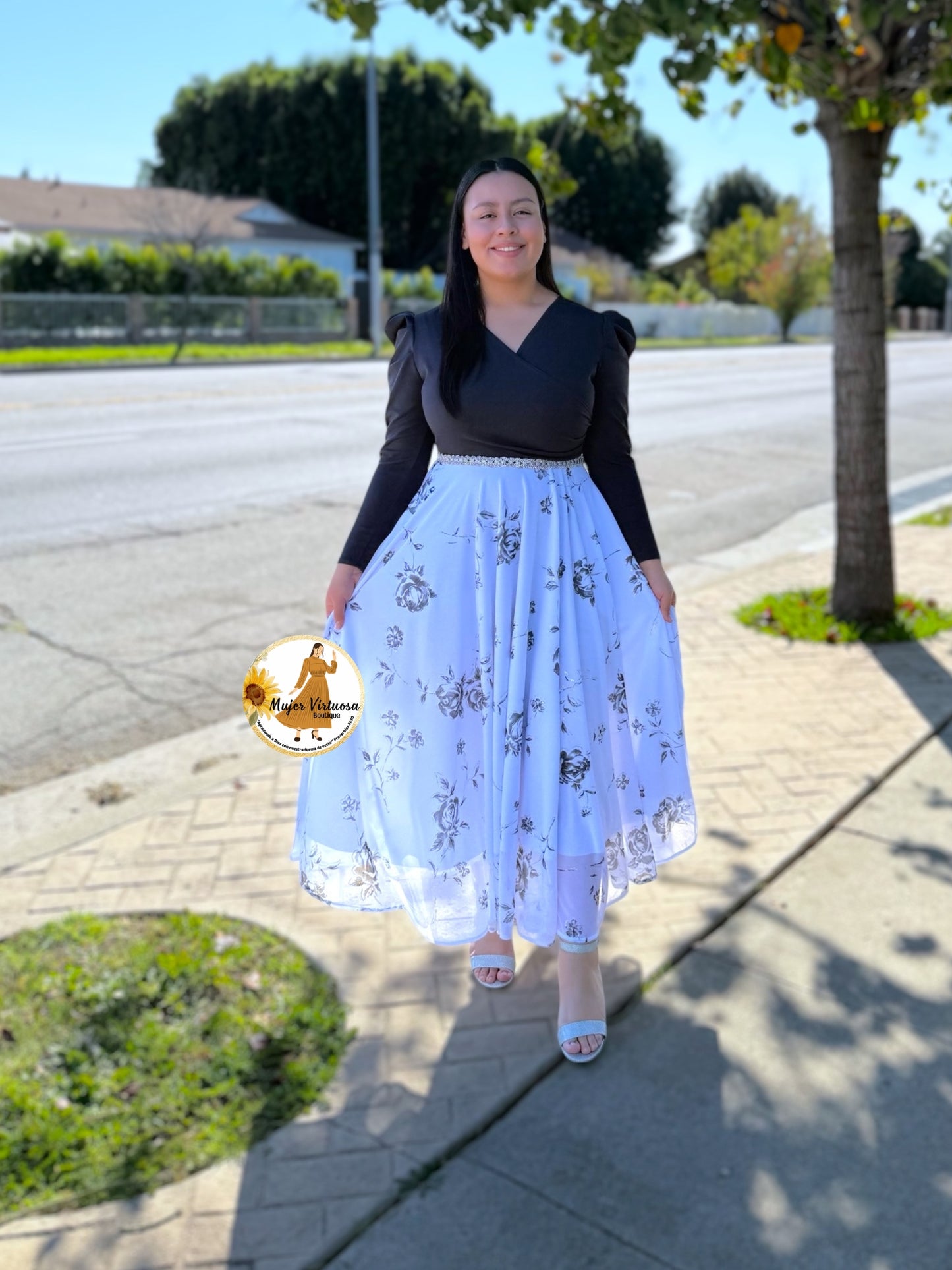 Larissa Grey & White Mesh Dress