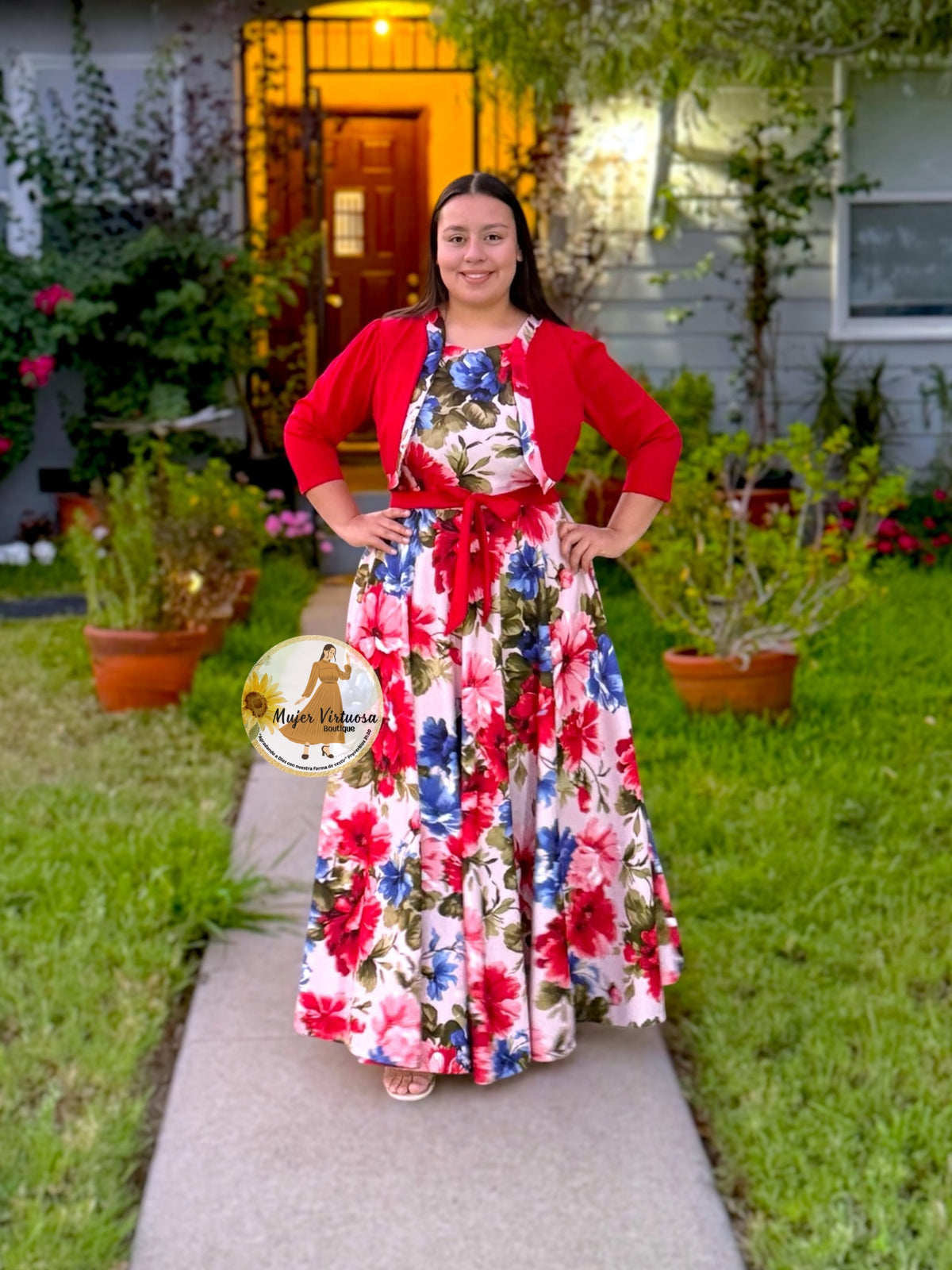 Emma Red Floral Blazer Dress