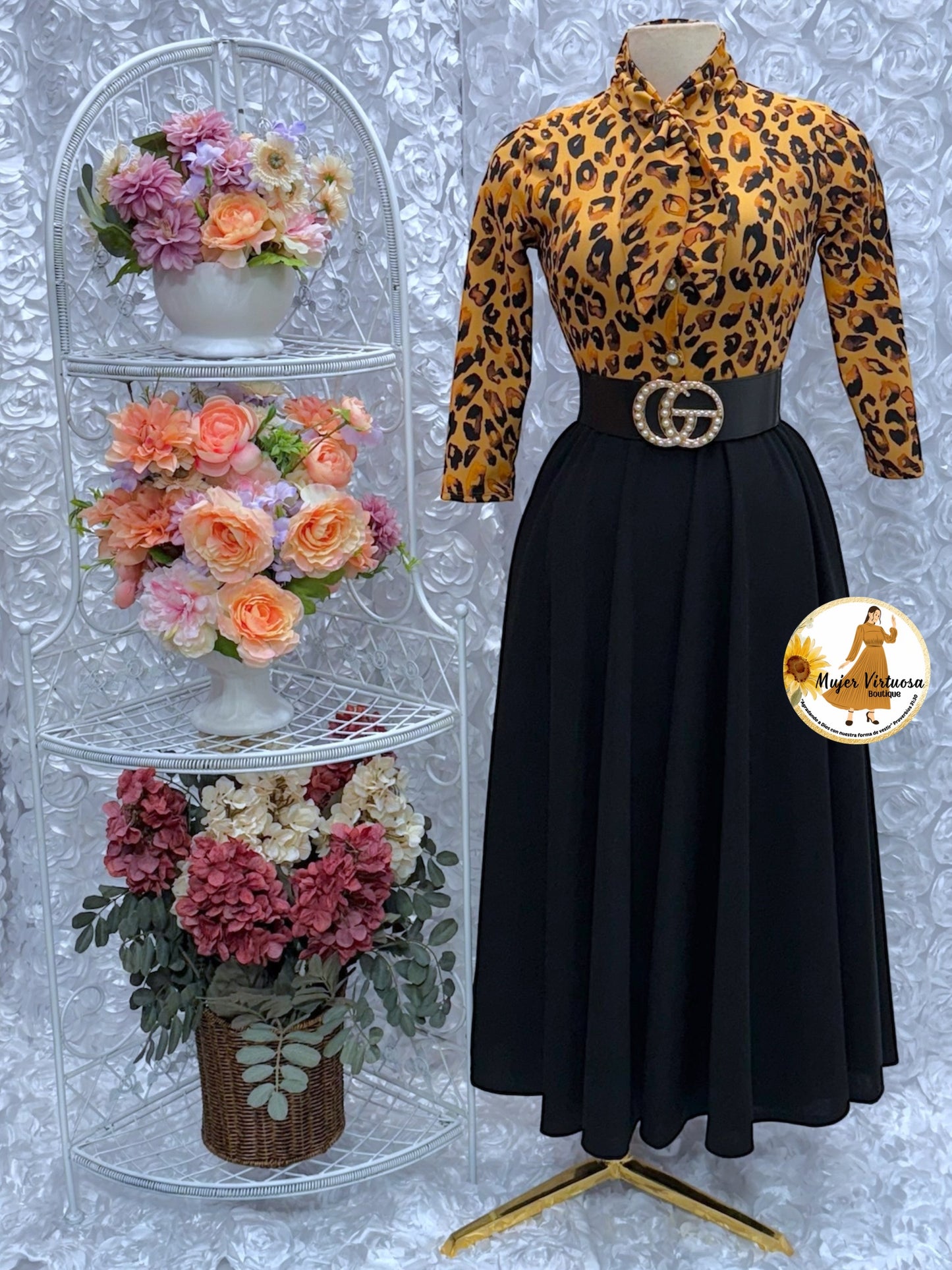 Animal Print & Black Sailor Dress