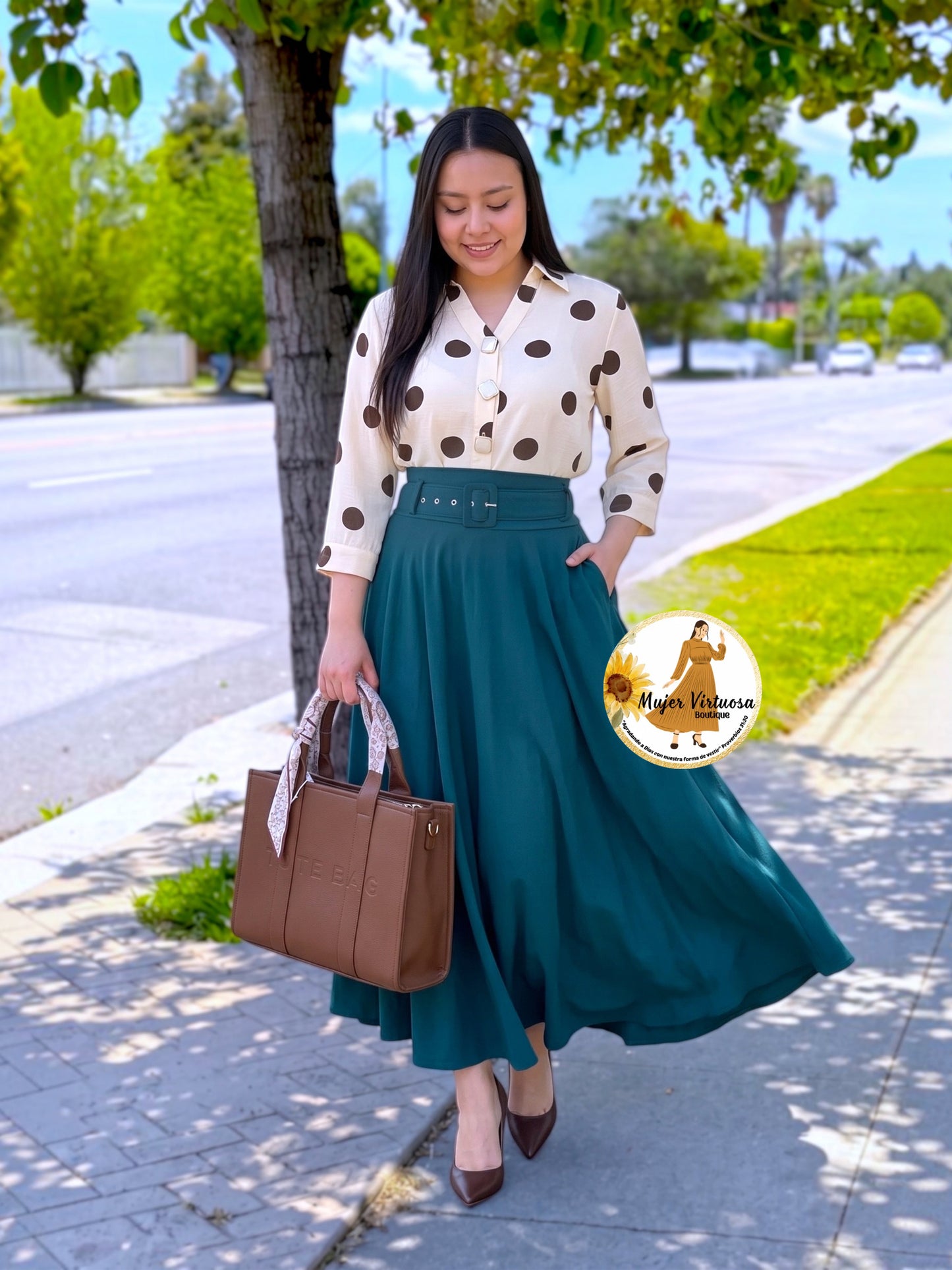 Marina Forest Green Belted Skirt