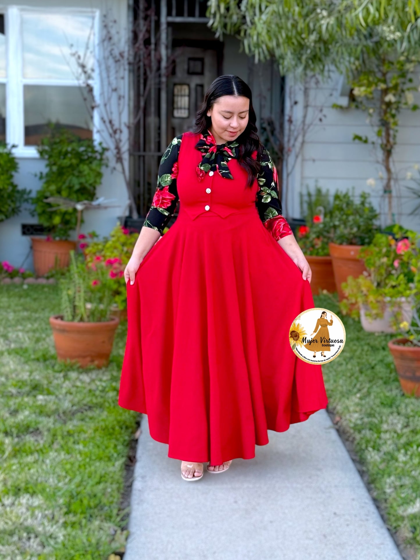 Sara Red Vest Overall