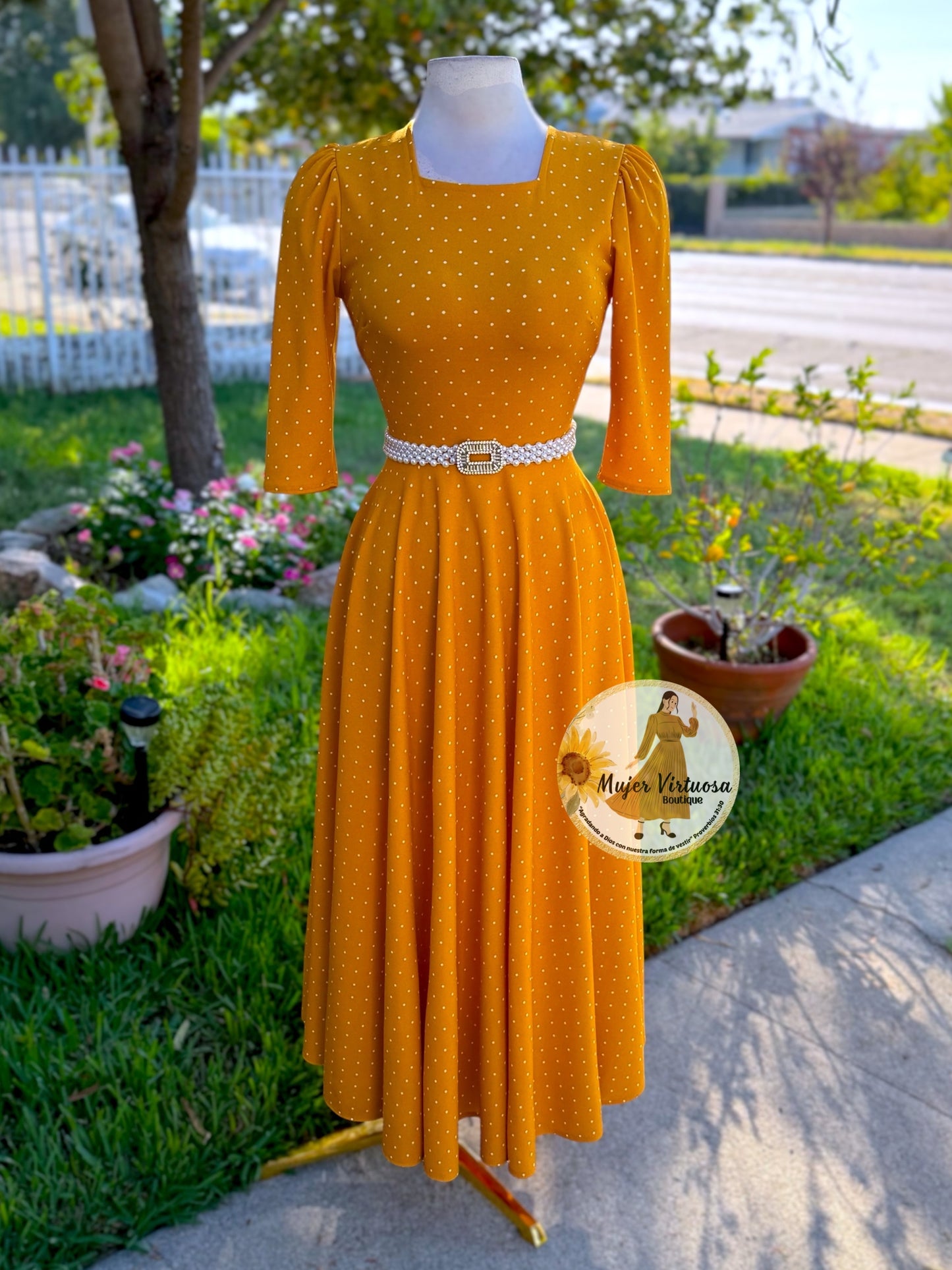 Eunice Mustard Polka Dot Dress