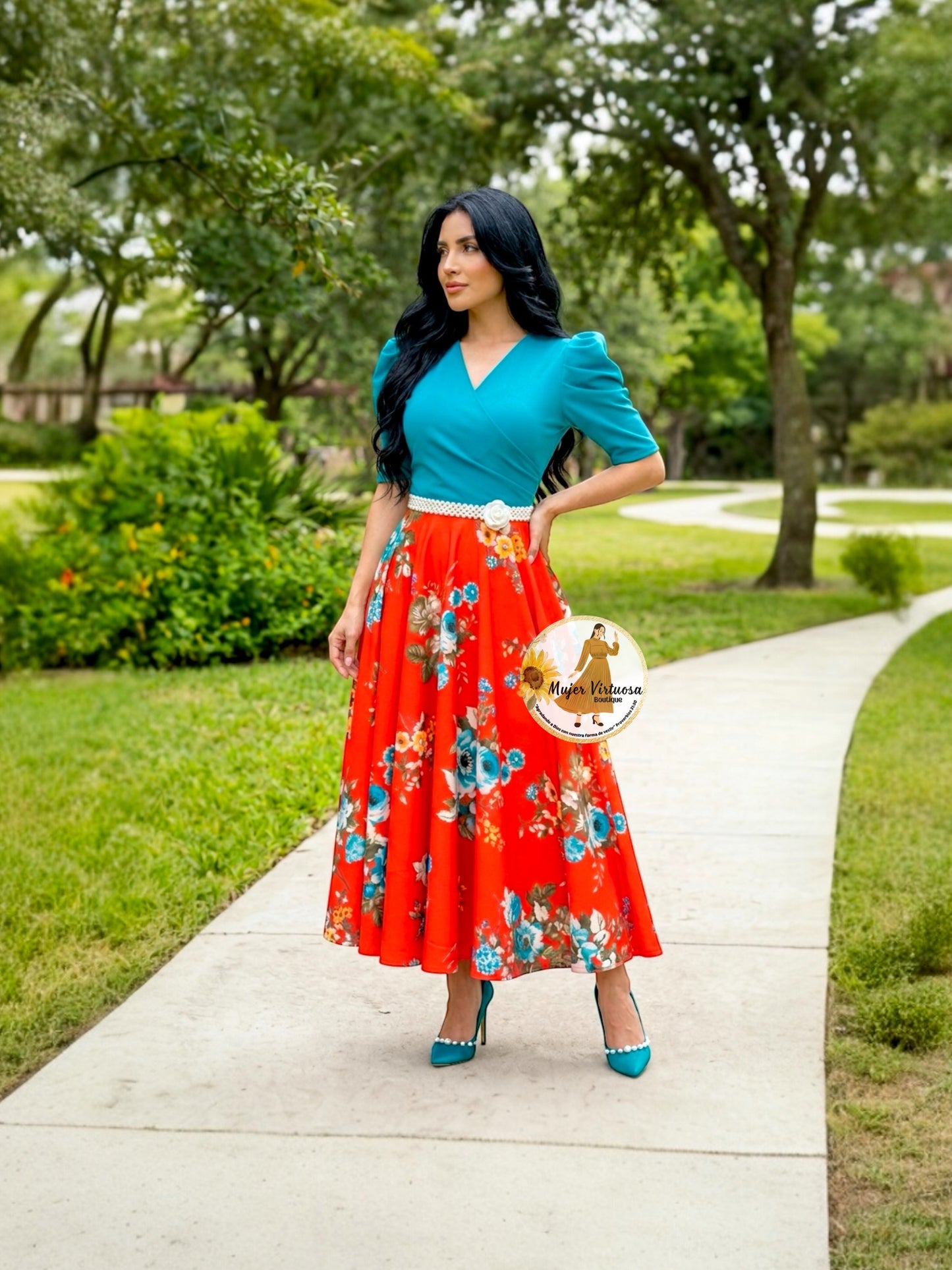 Susan Turquesa Floral Dress