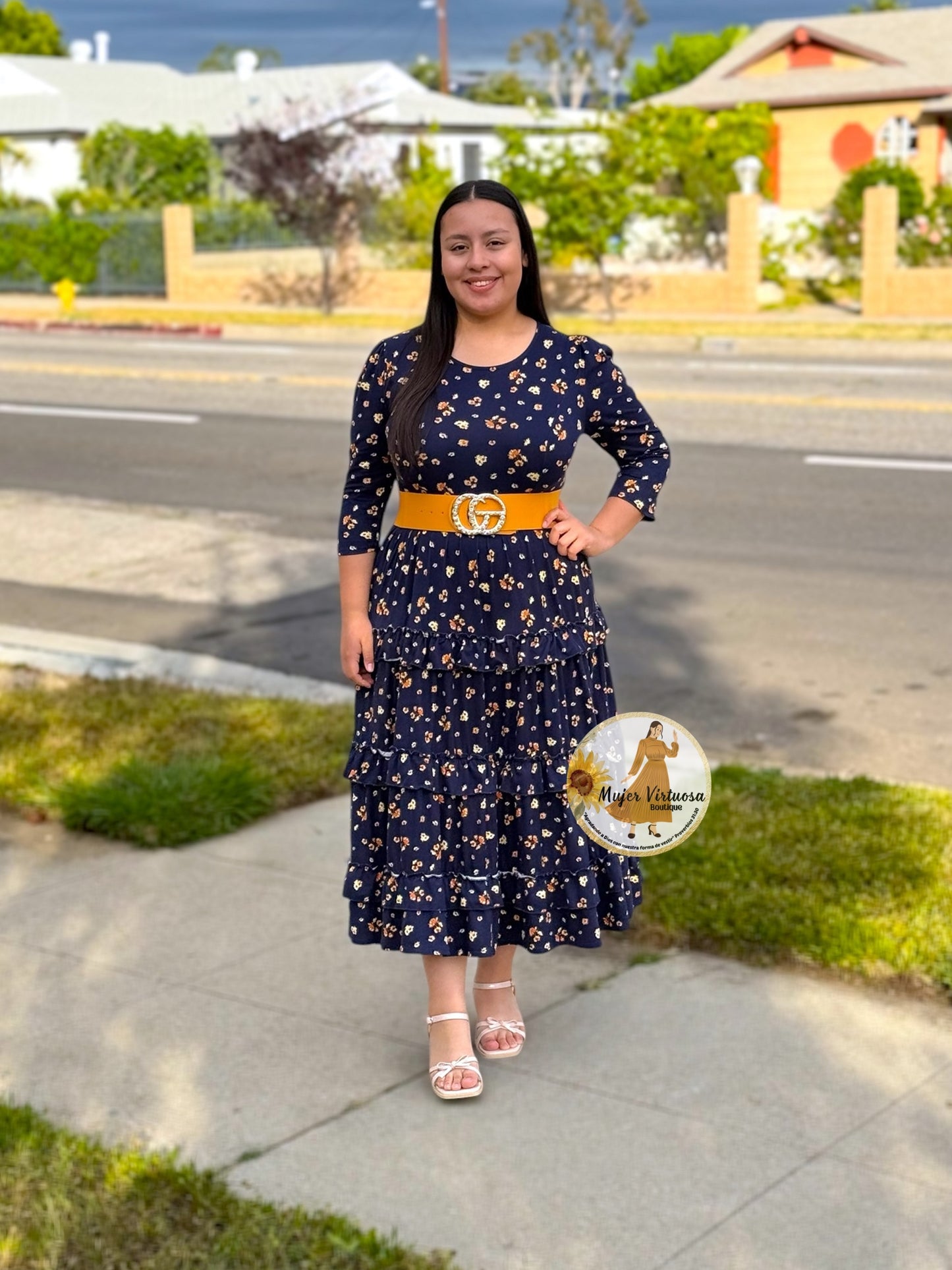Leah Navy Floral Dress