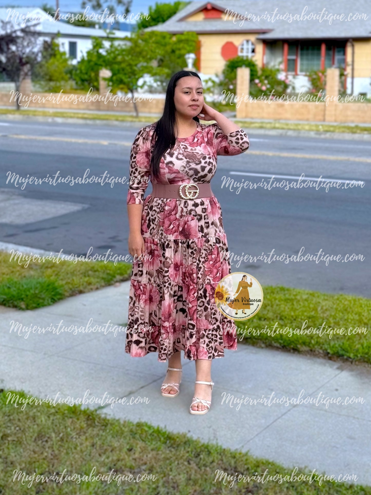 Sofia Mauve & Animal Print Dress