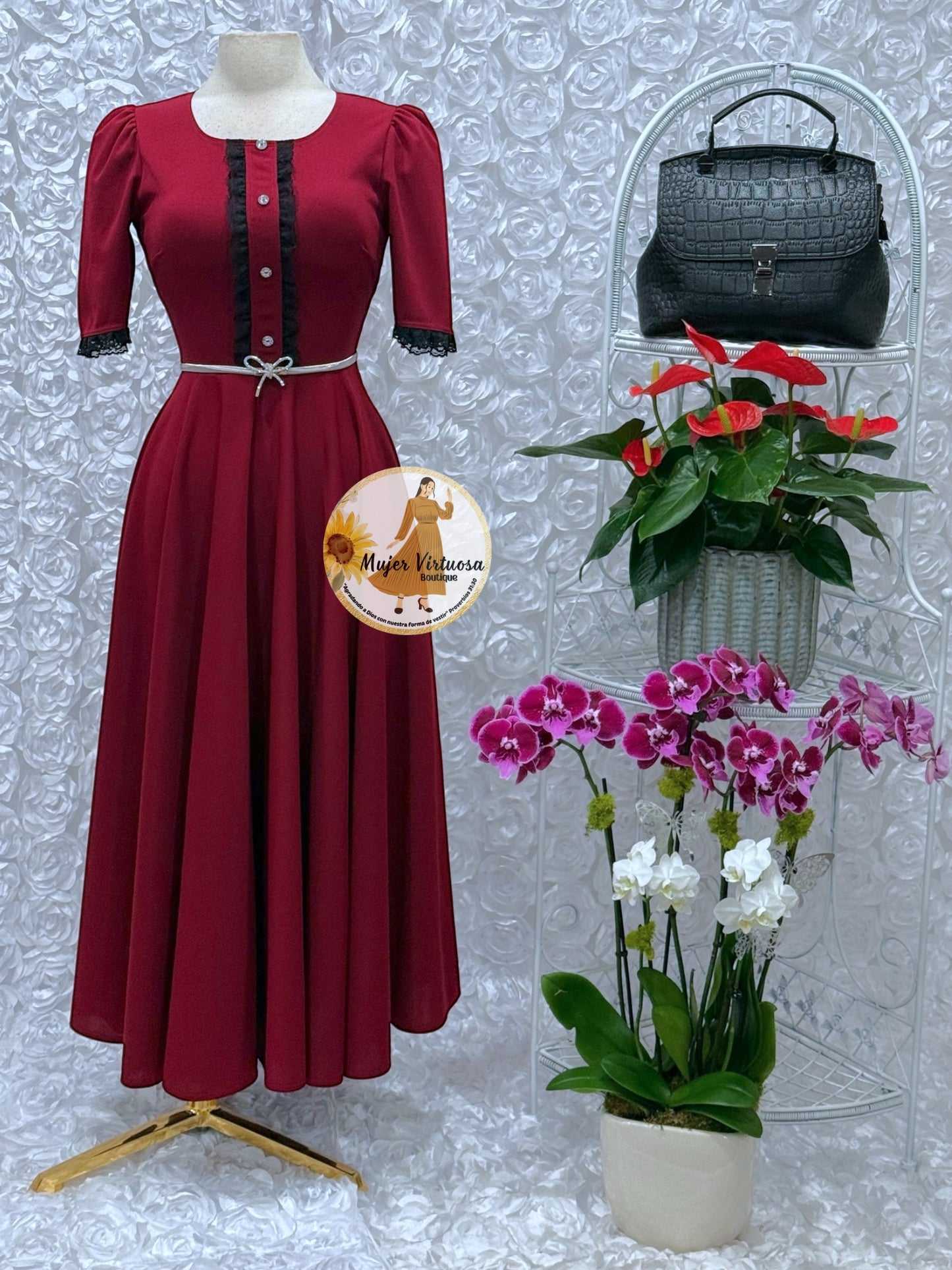 Eleanore Burgundy Dress