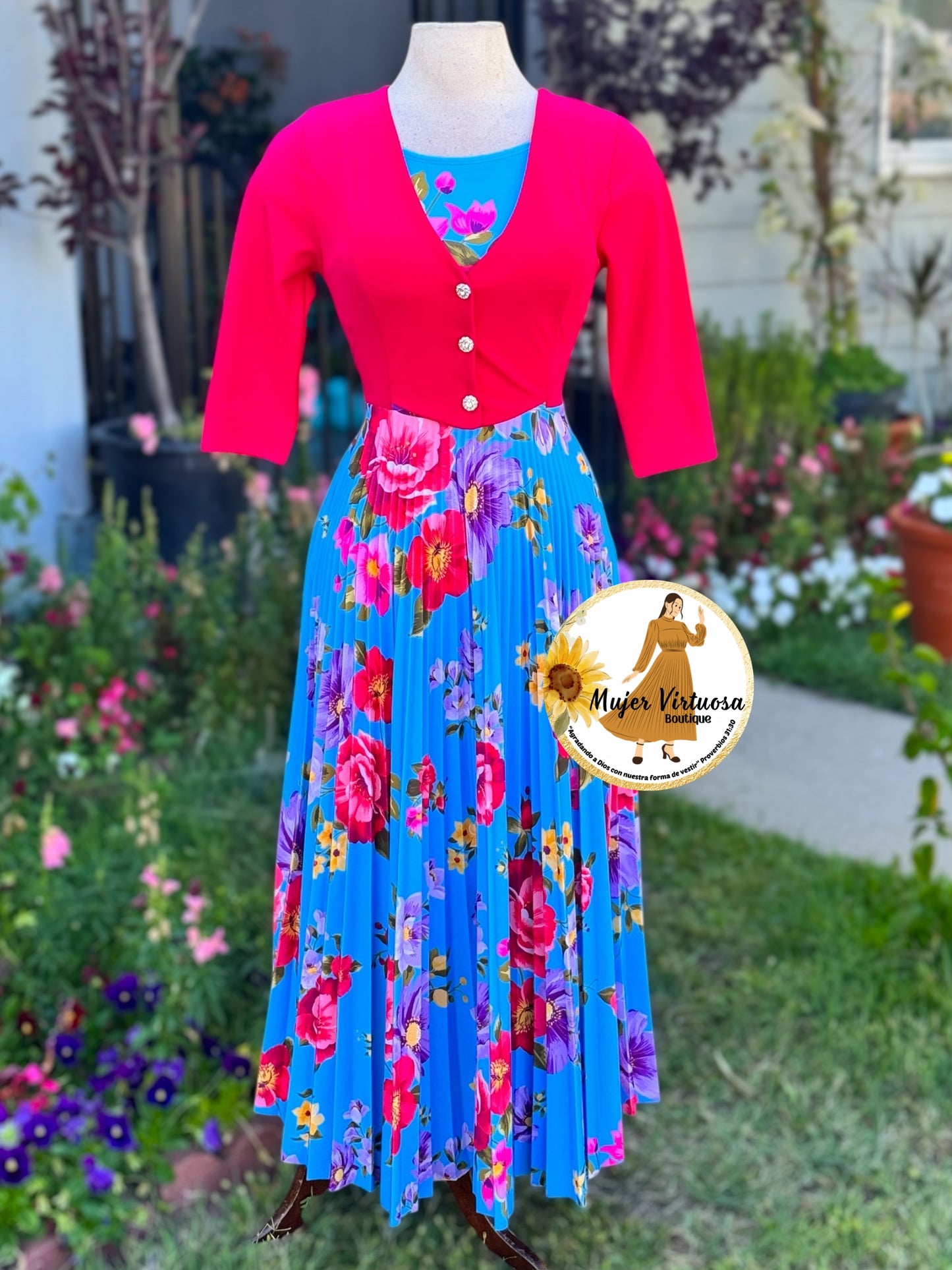 Maggie Red/Aqua Blazer Dress