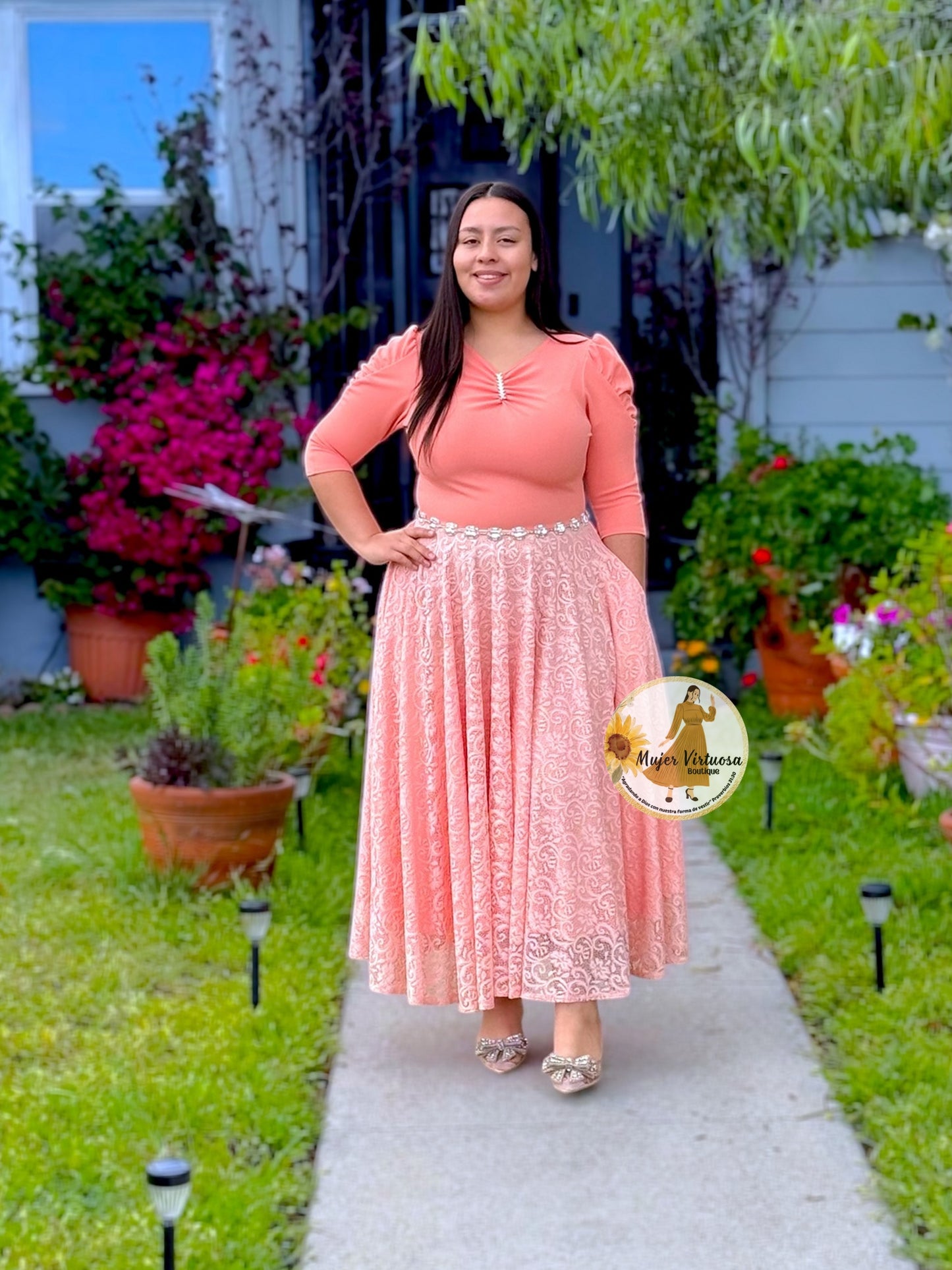 Lisa Melon Lace Dress