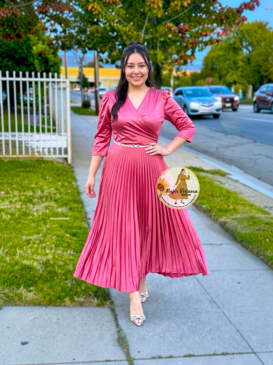 Lucia Guava Pink Satin Dress