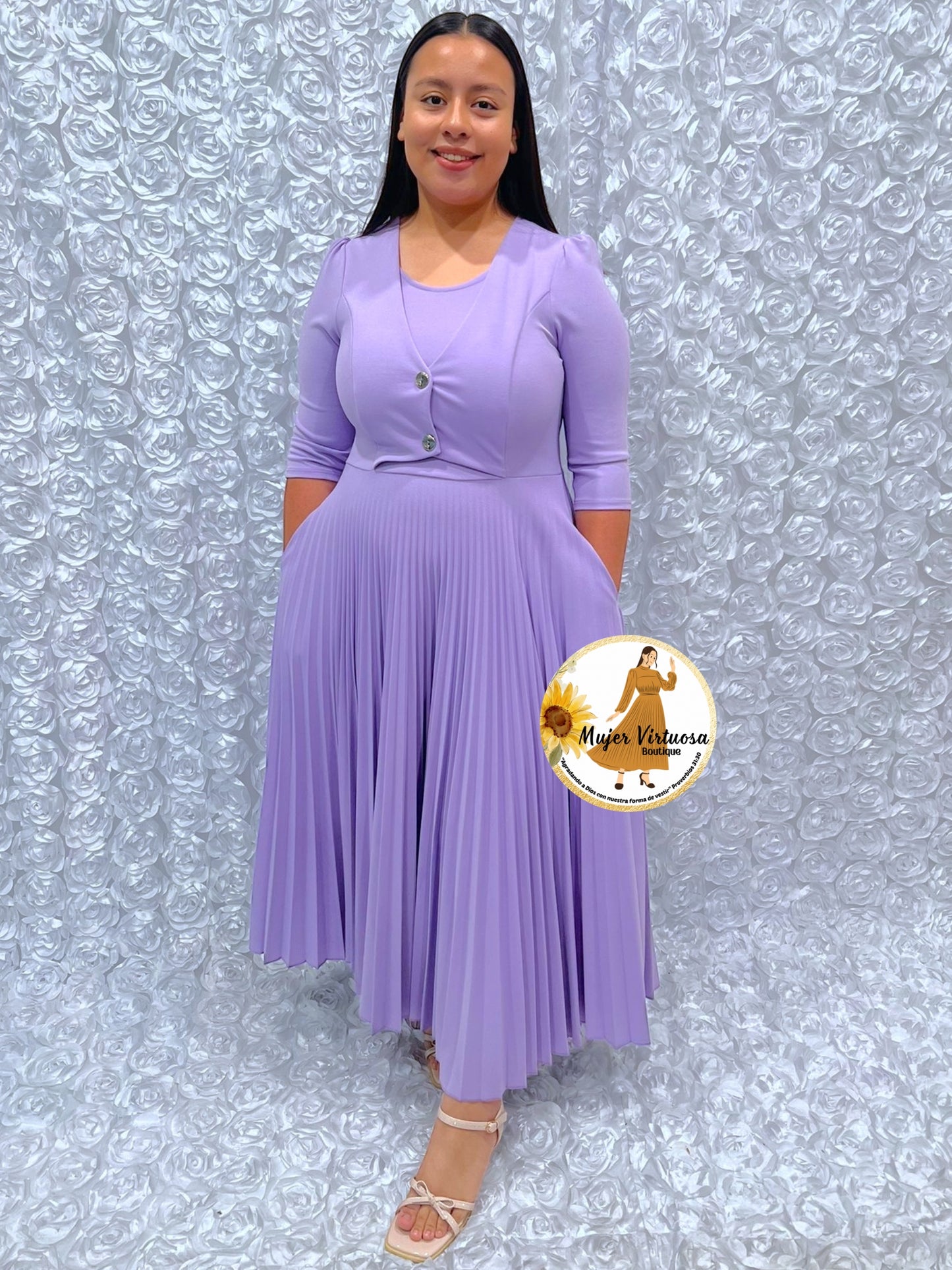 Milena Lilac Pleated Dress