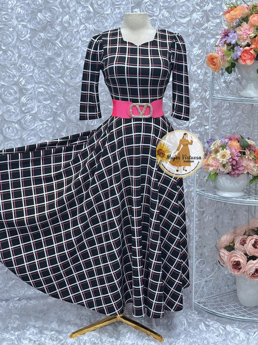 Lucy Black/Pink Plaid Dress