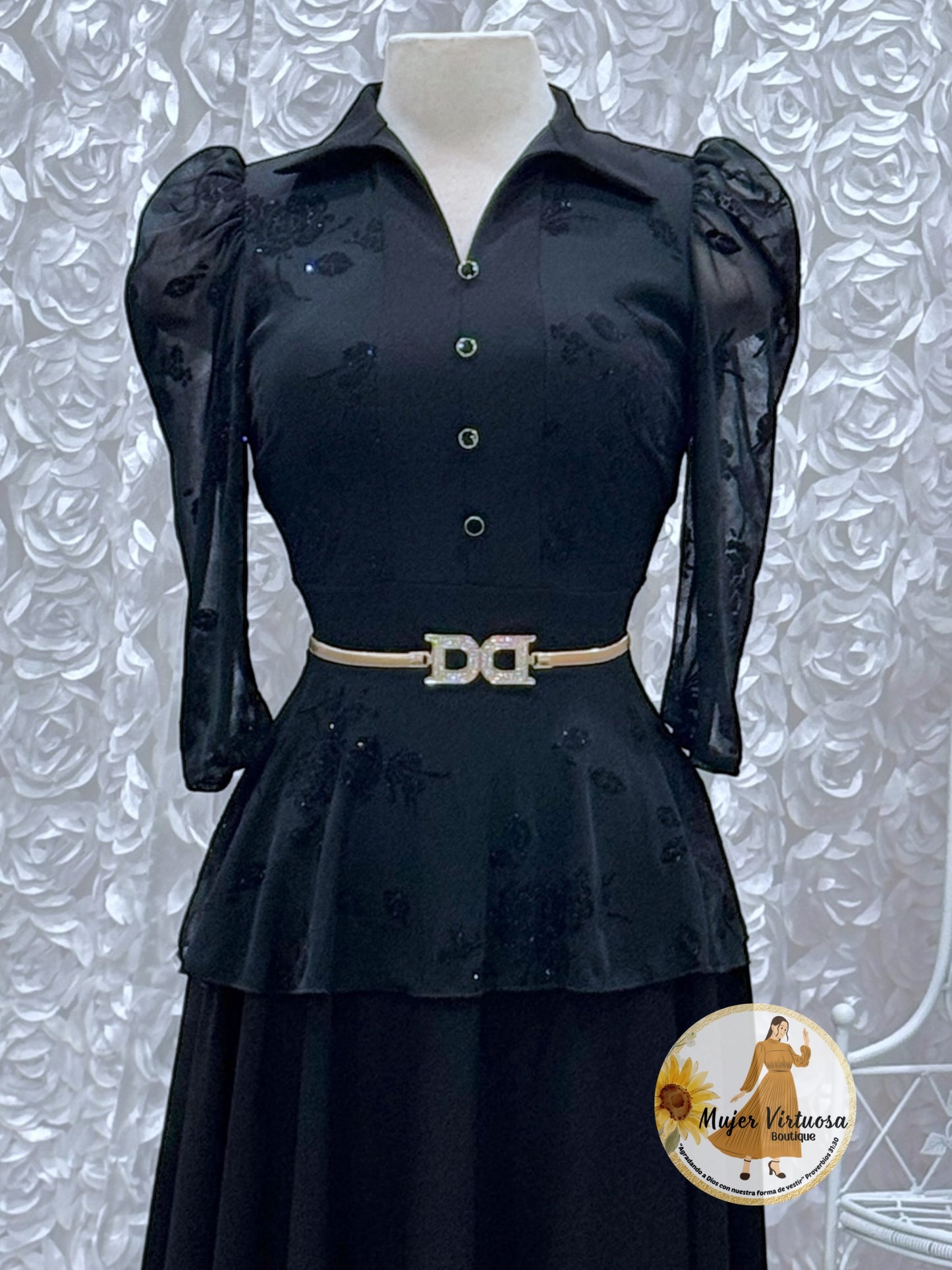 Analy All Black Floral Dress