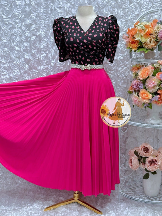 Jessica Black/Fucsia Floral Dress