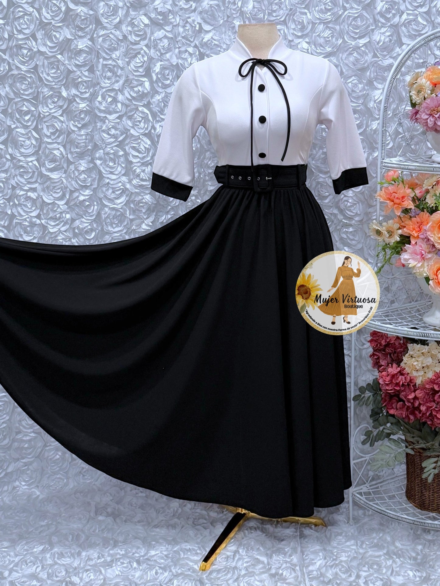 Maya White & Black Dress