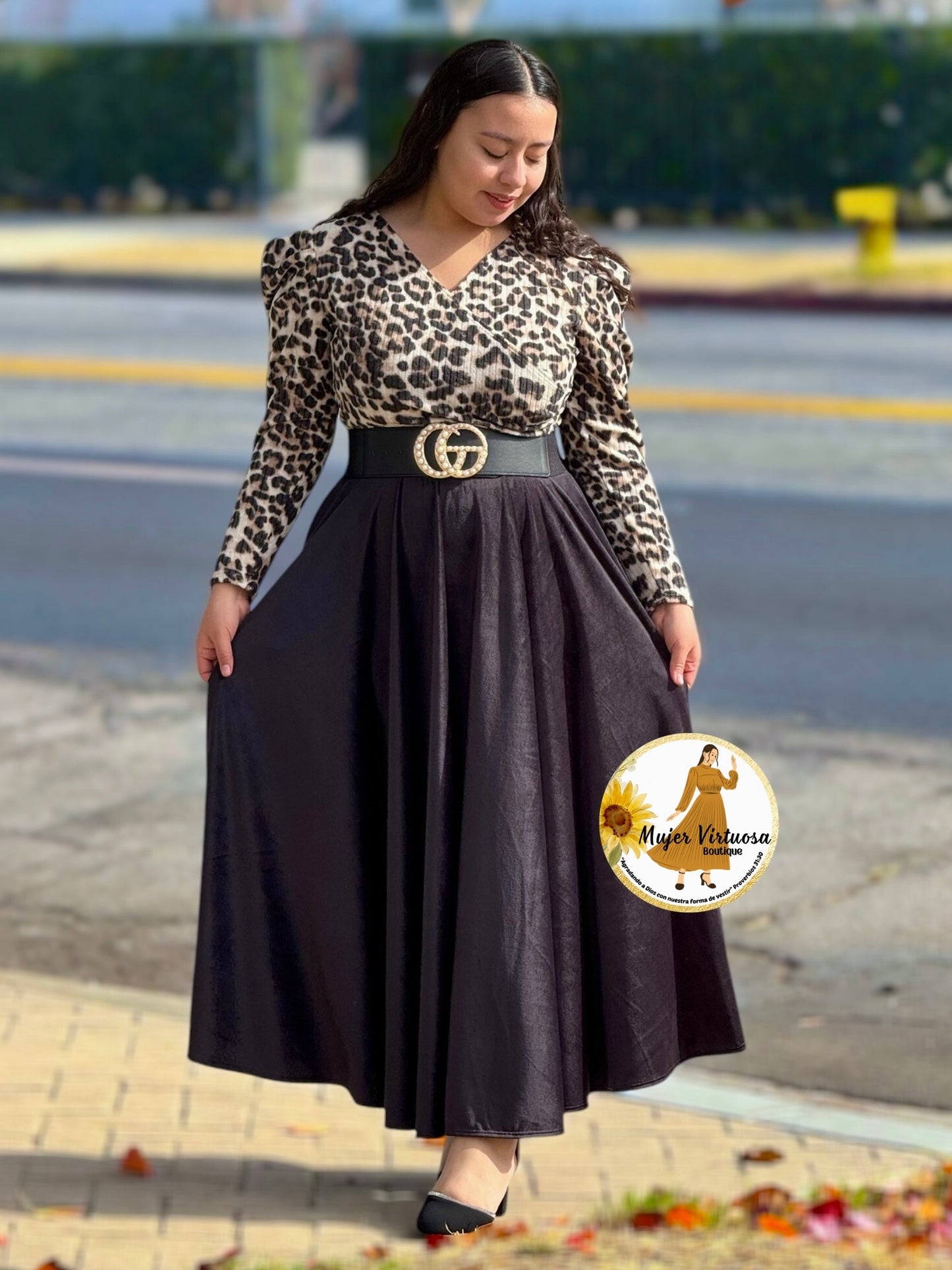 Larissa Animal Print & Black Dress