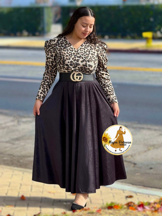 Larissa Animal Print & Black Dress