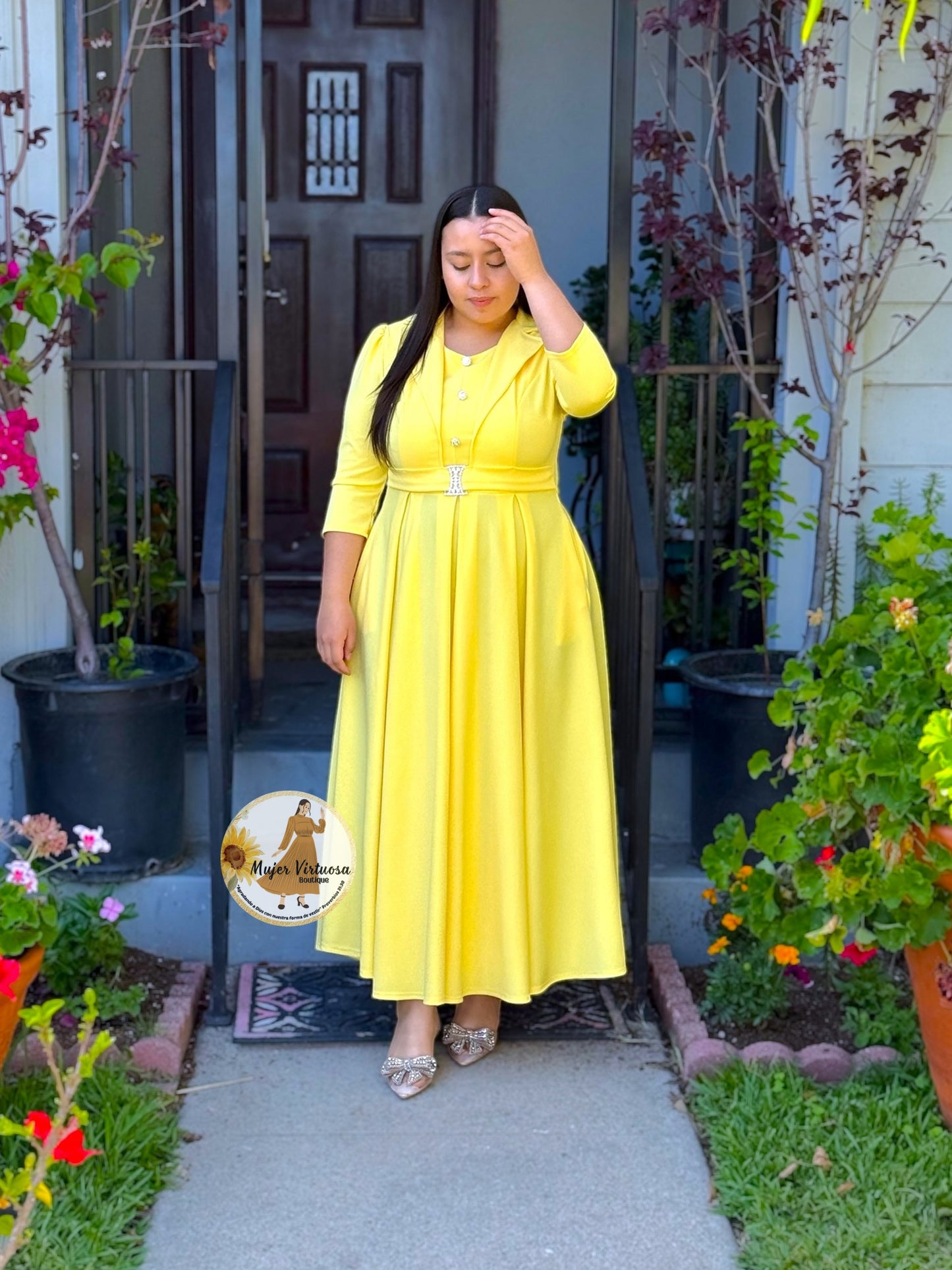 Mariana Yellow Pleats Dress
