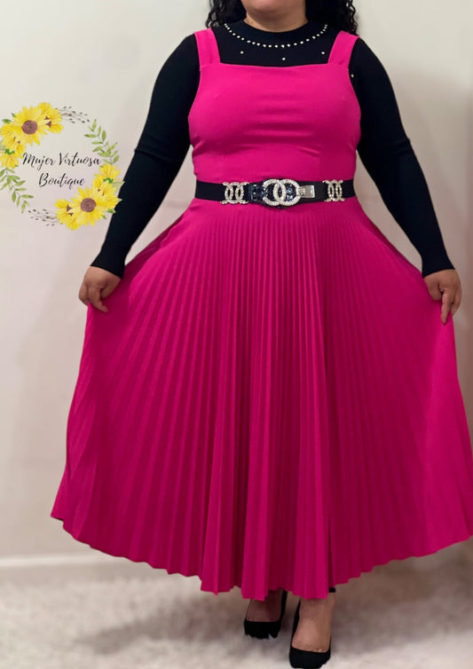 Fucsia Pleated Maxi Overall