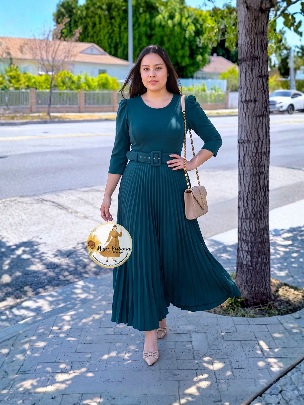 Sheila Hunter Green Pleated Dress