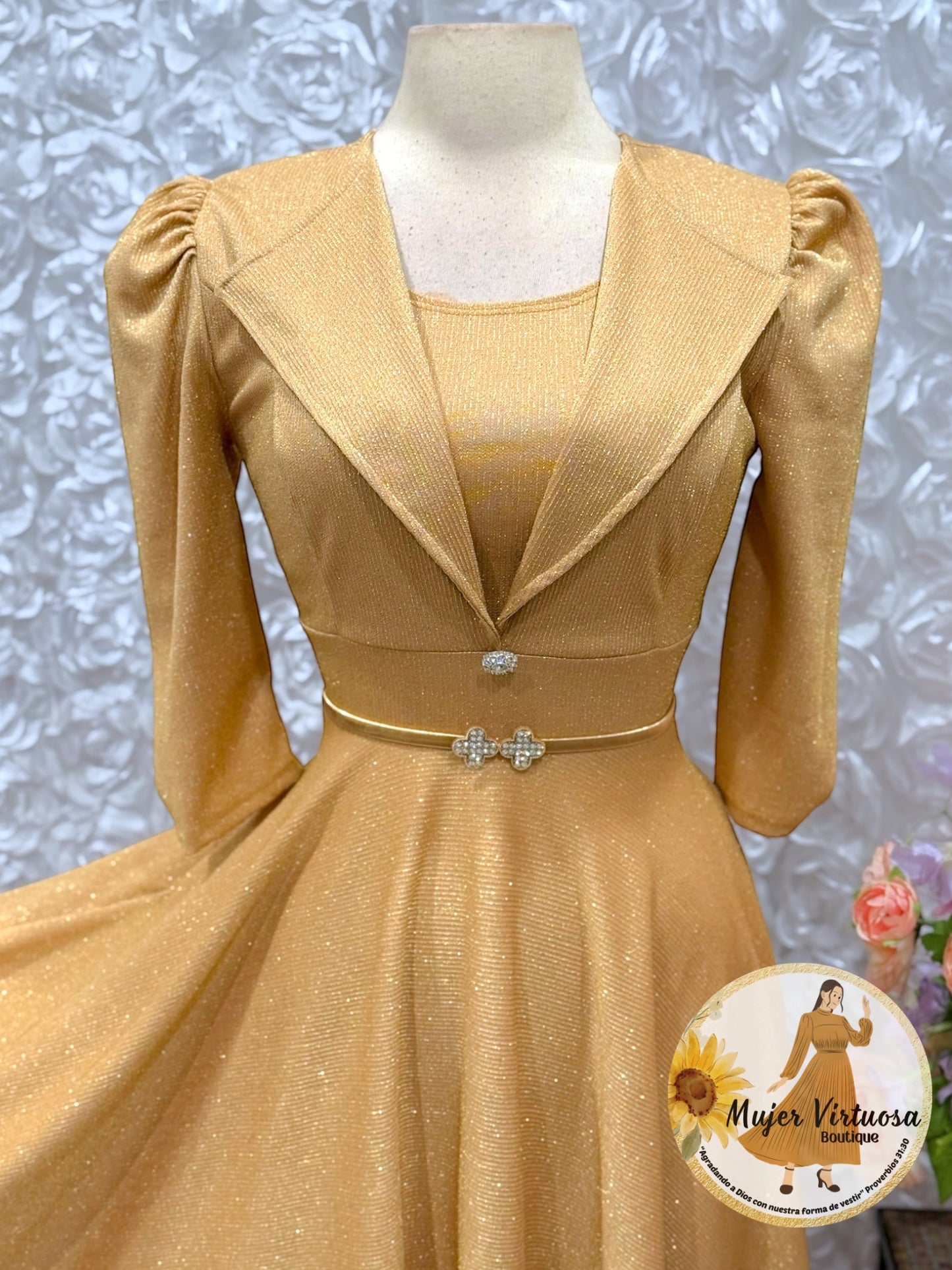 Astrid Gold Shiny Blazer Dress