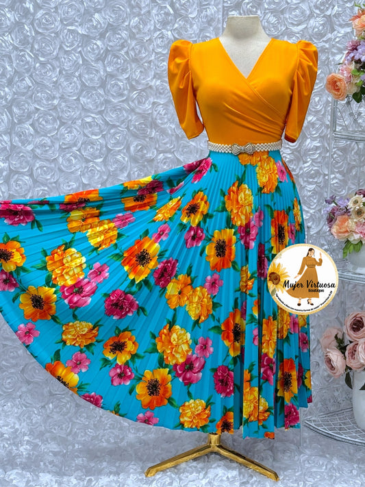 Jessica Mango/Aqua Floral Dress