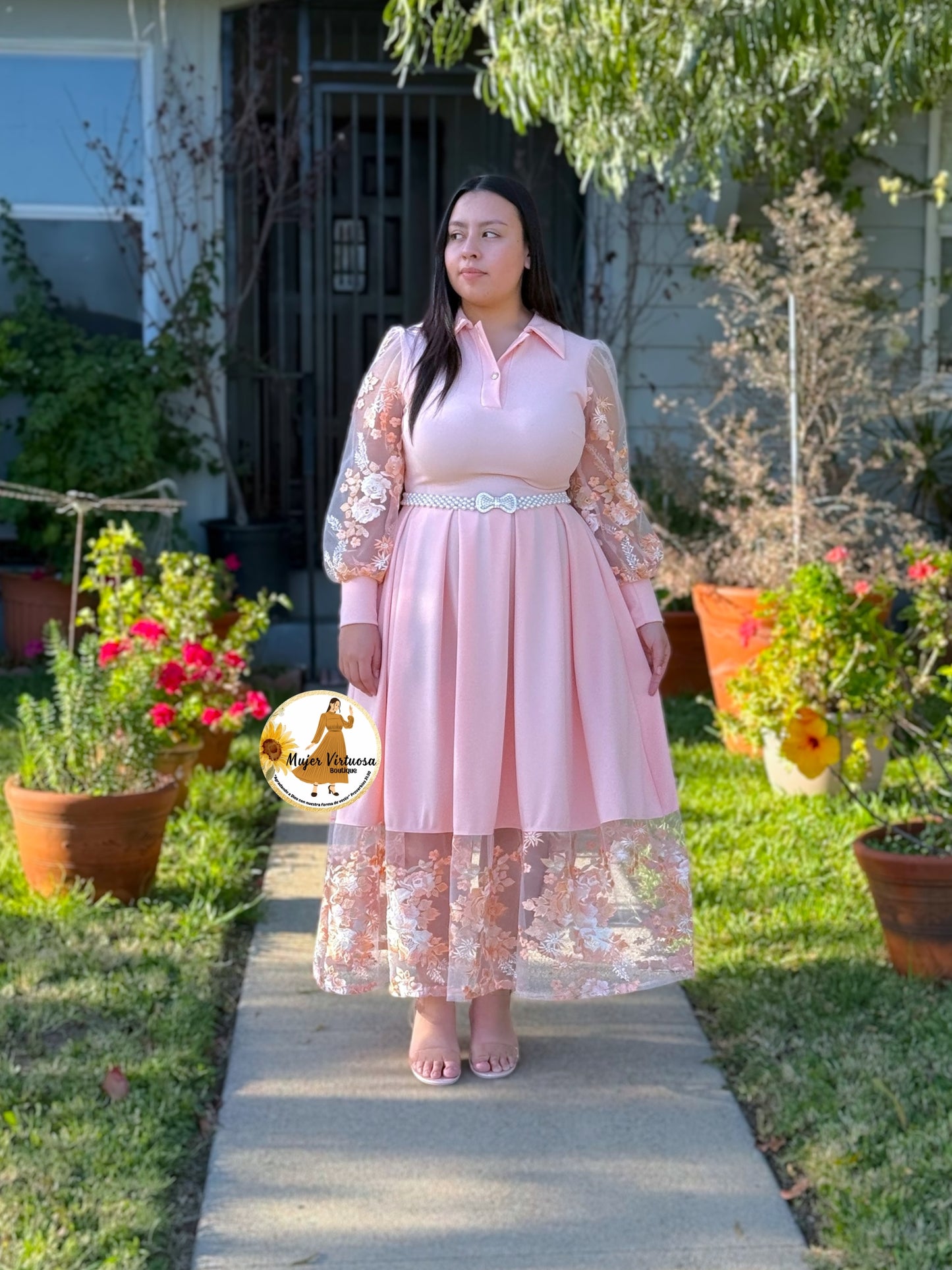 Belinda Melon Pleated Dress