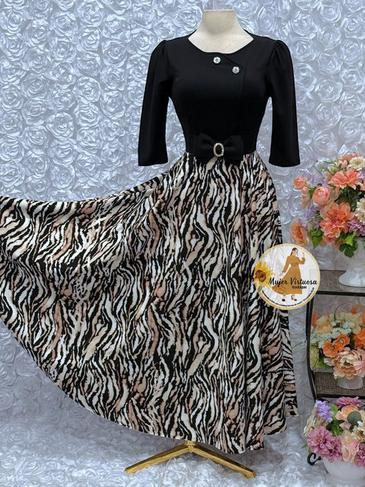 Celeste Black Animal Print Dress