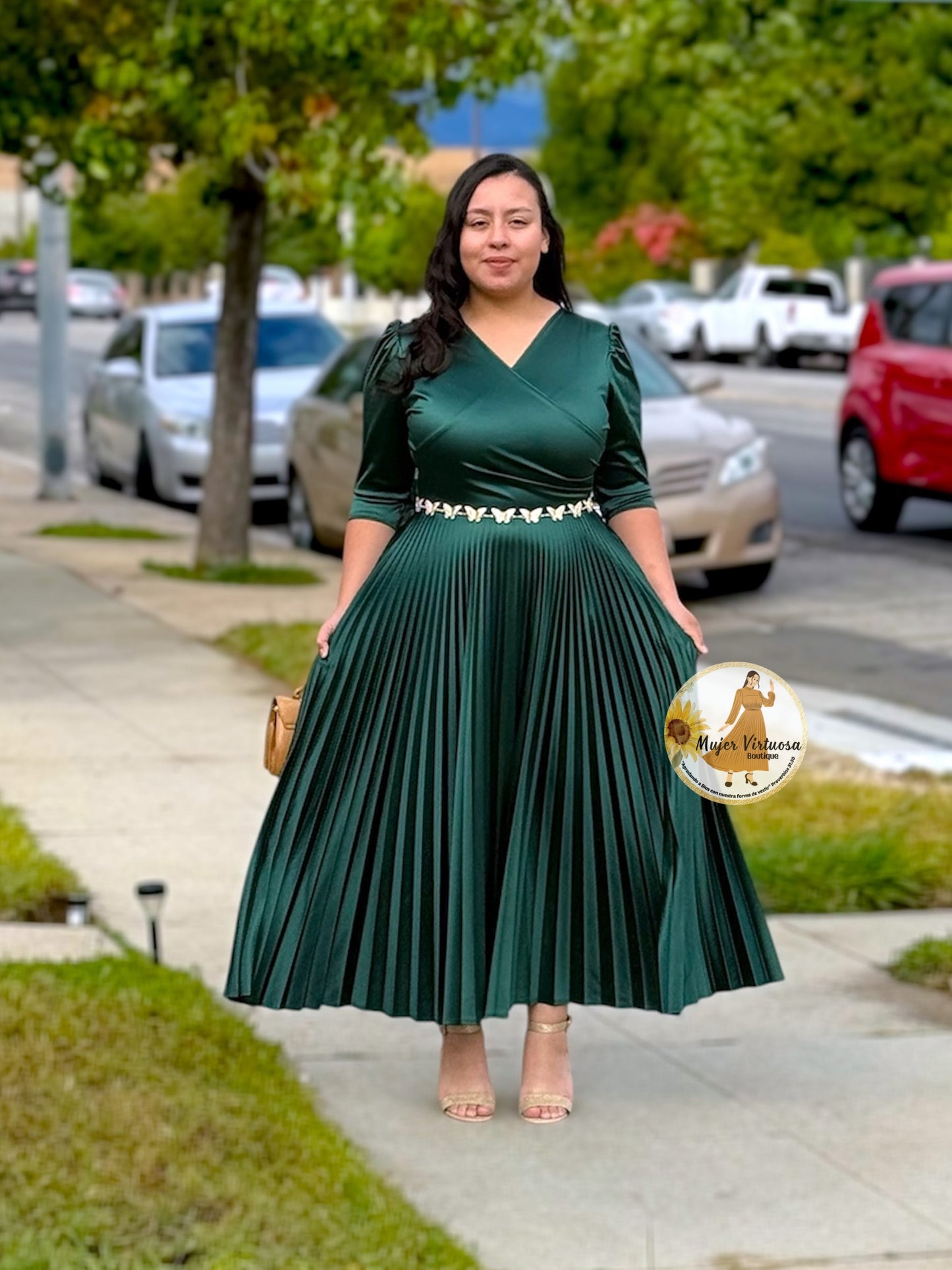 Celine Emerald Green Satin Dress