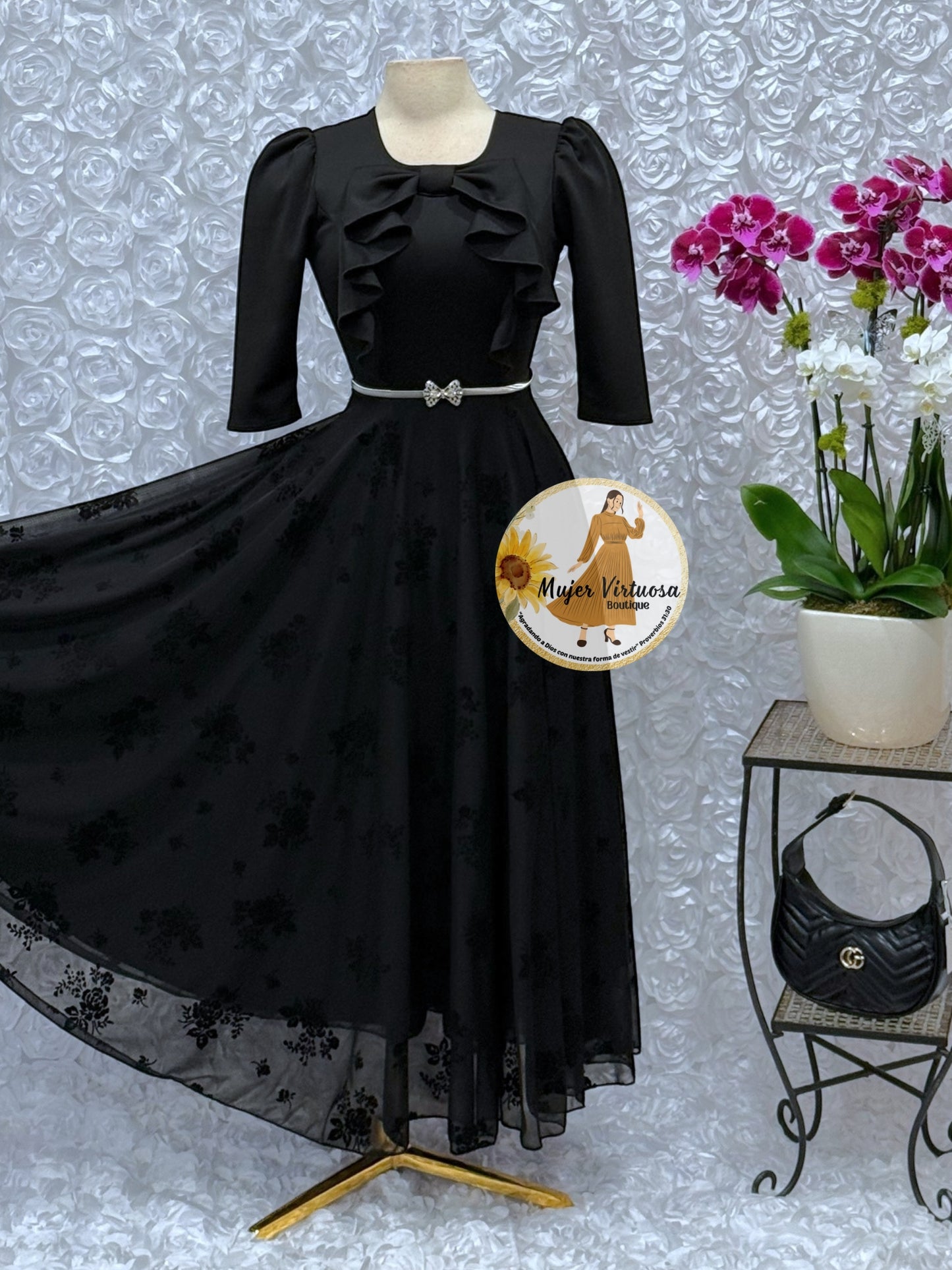 Alexa All Black Mesh Dress