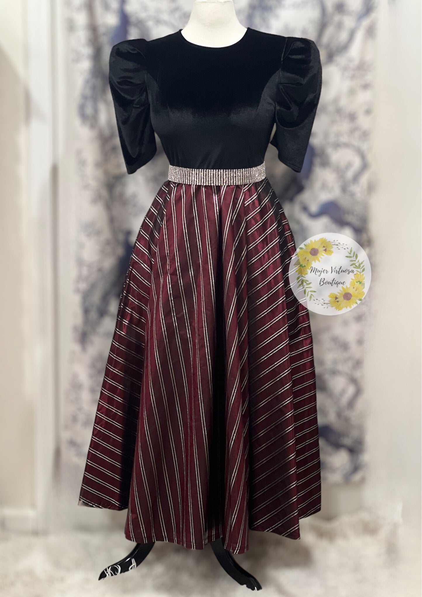 Antonella Black & Burgundy Dress