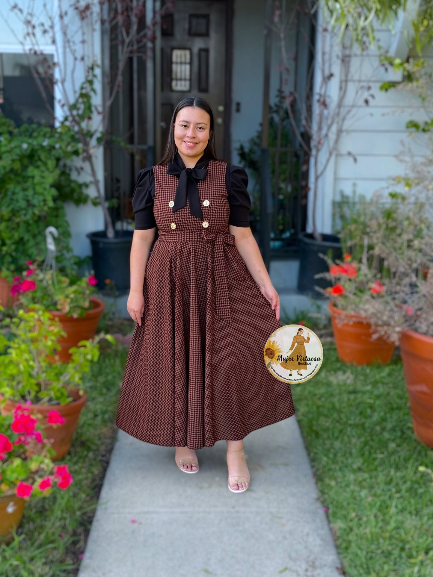 Rosy Rust & Black Plaid Overall