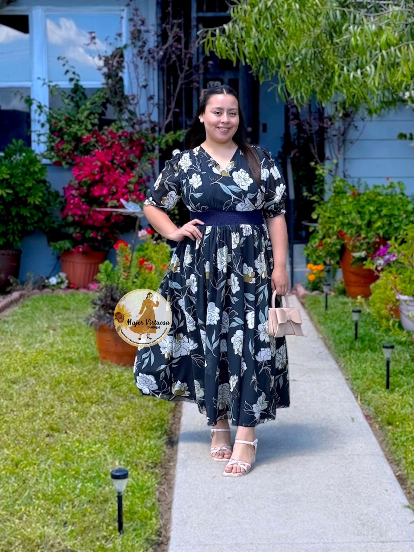 Julisa Navy Chiffon Dress