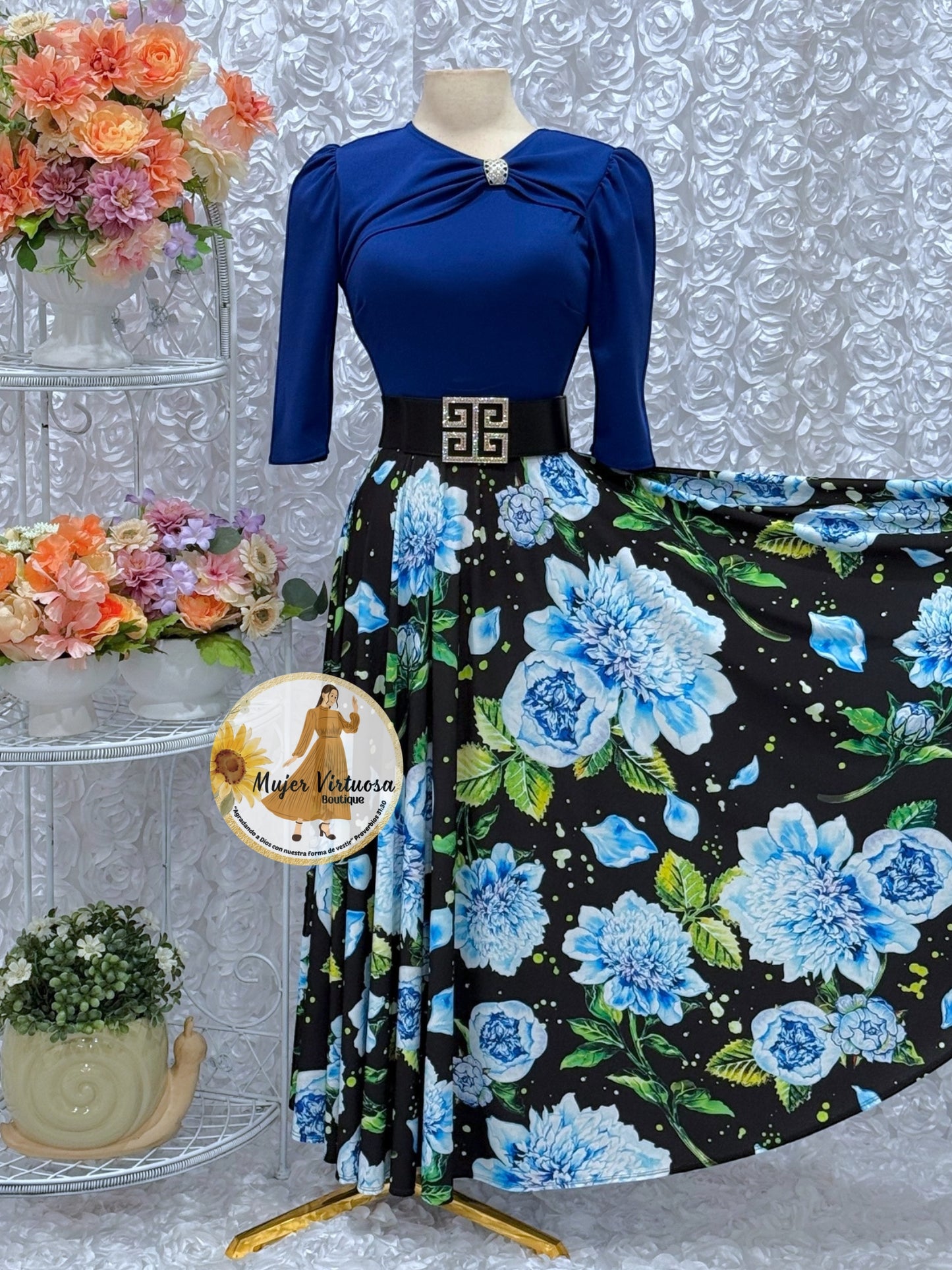 Rosalie Royal Blue Floral Dress