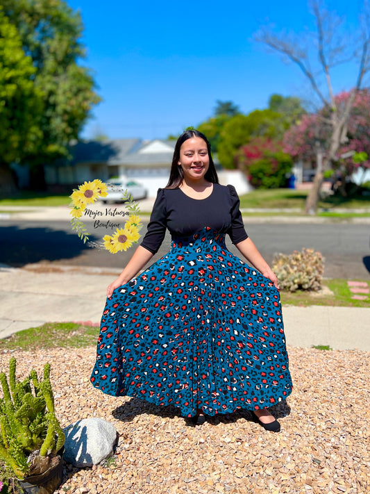 Cristel Animal Print Pleated Dress