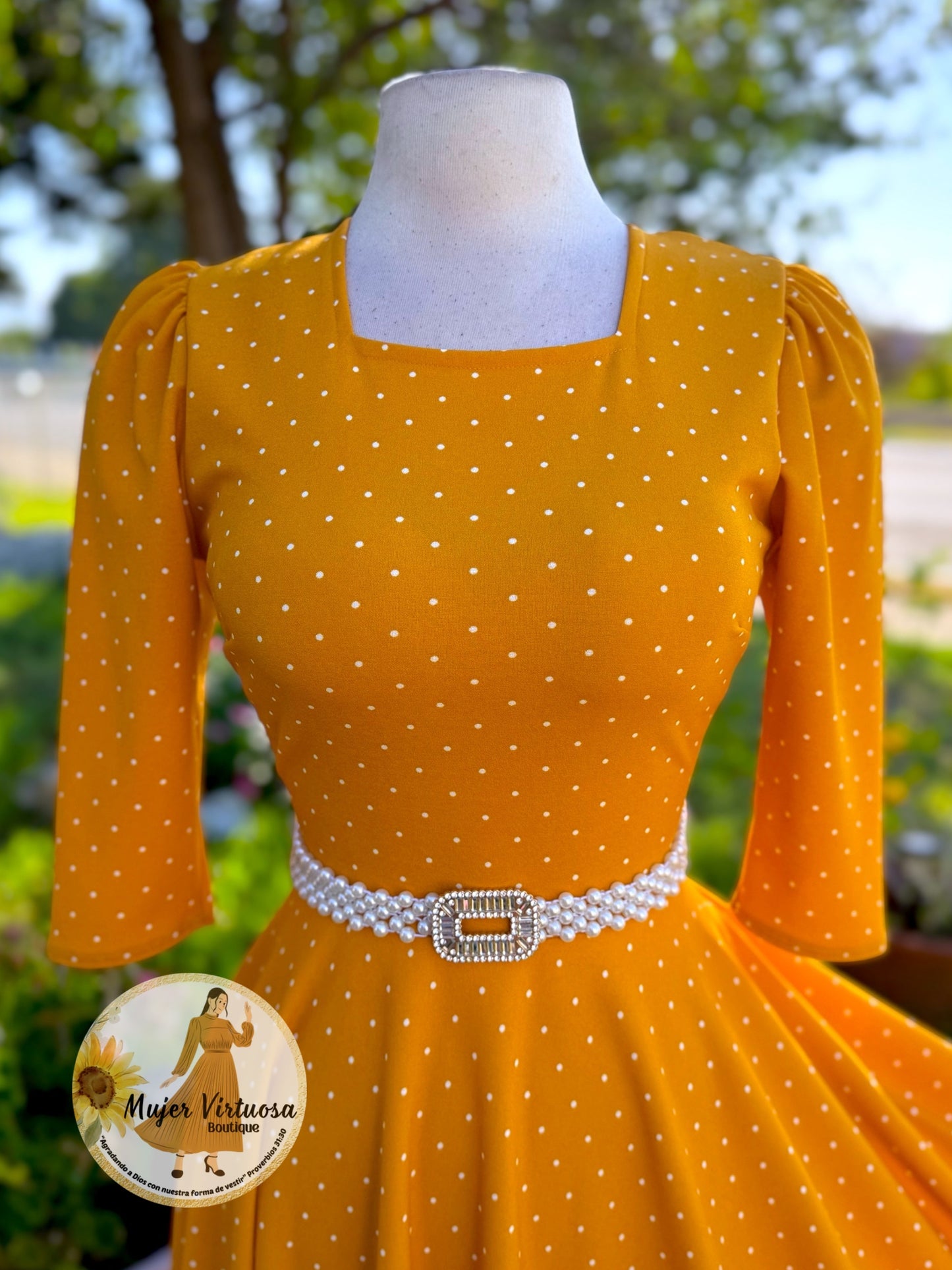 Eunice Mustard Polka Dot Dress