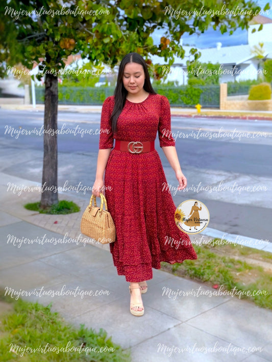 July Rust Floral Dress