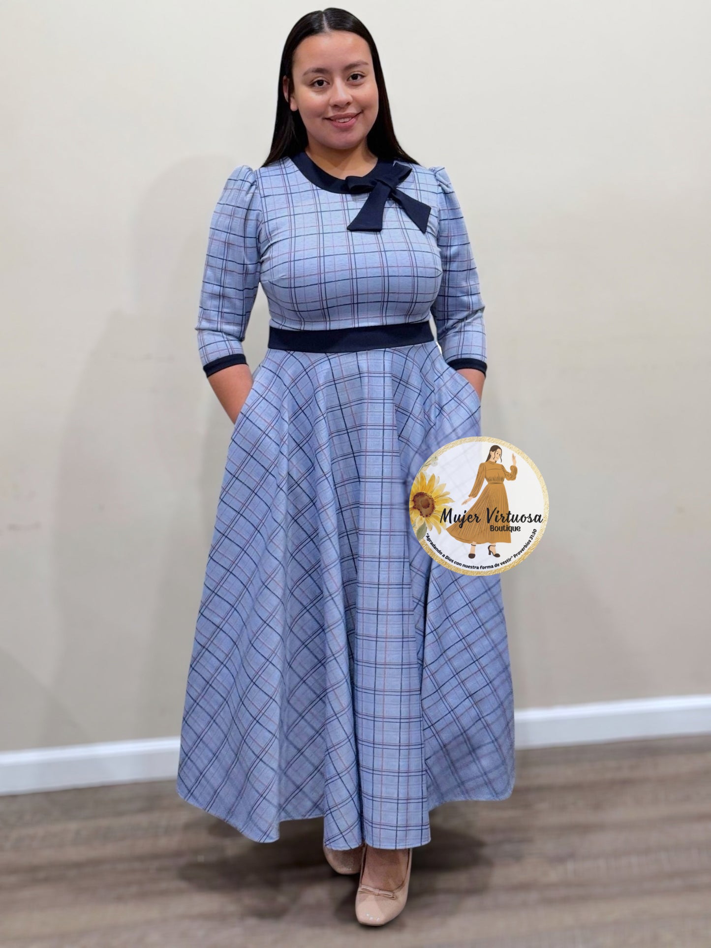 Juliette Sky Blue Plaid Dress