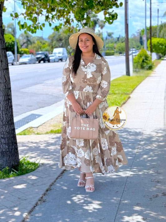 Aurora Mocha Floral Dress