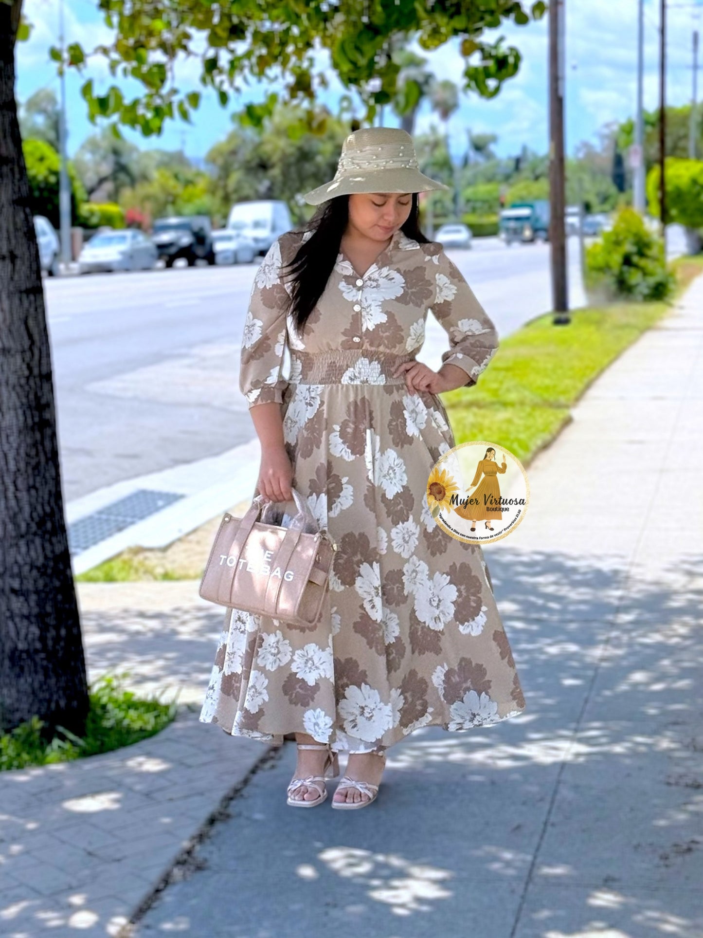 Aurora Mocha Floral Dress